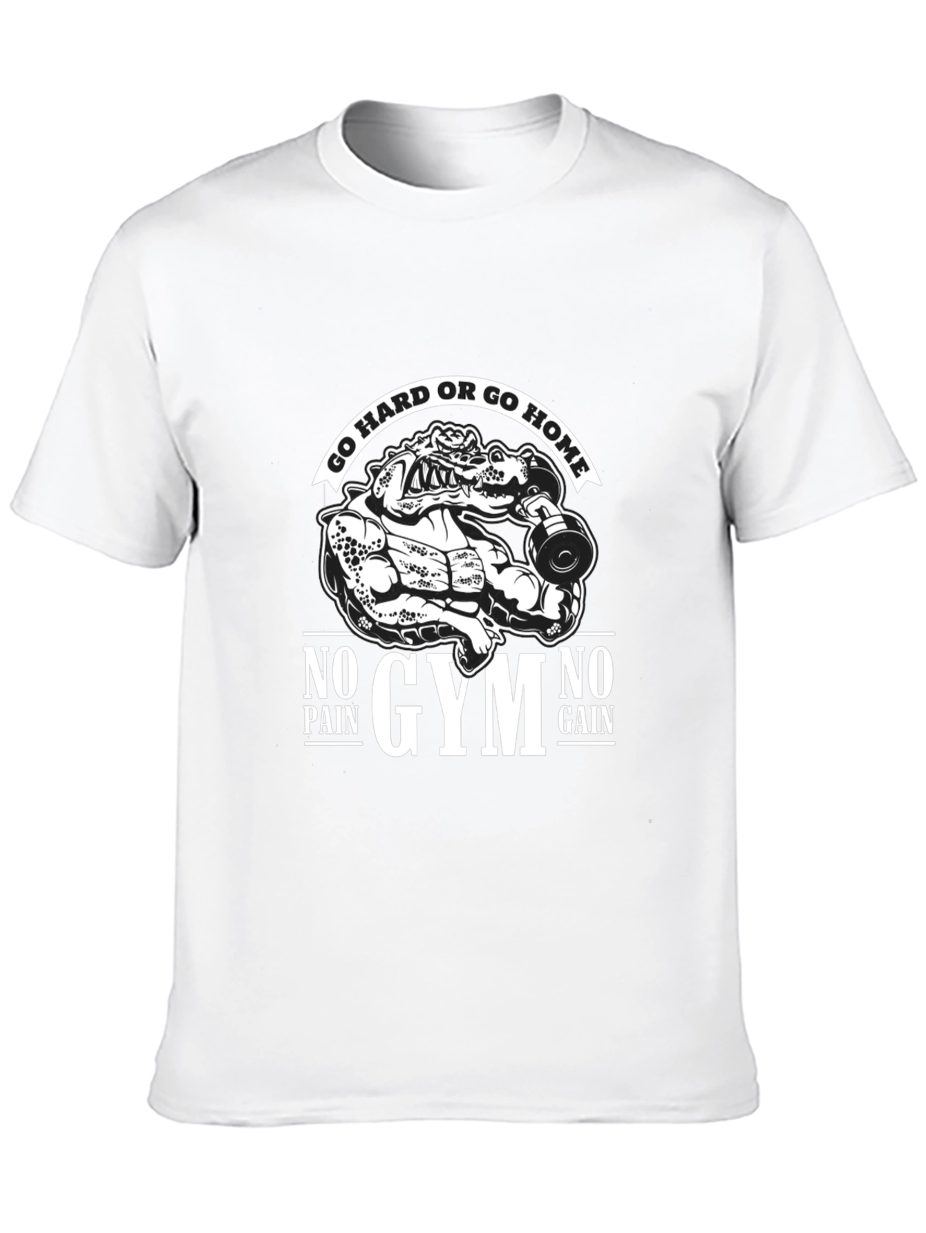 Gym Motivation Graphic Tee - No Pain No Gain Alligator Design