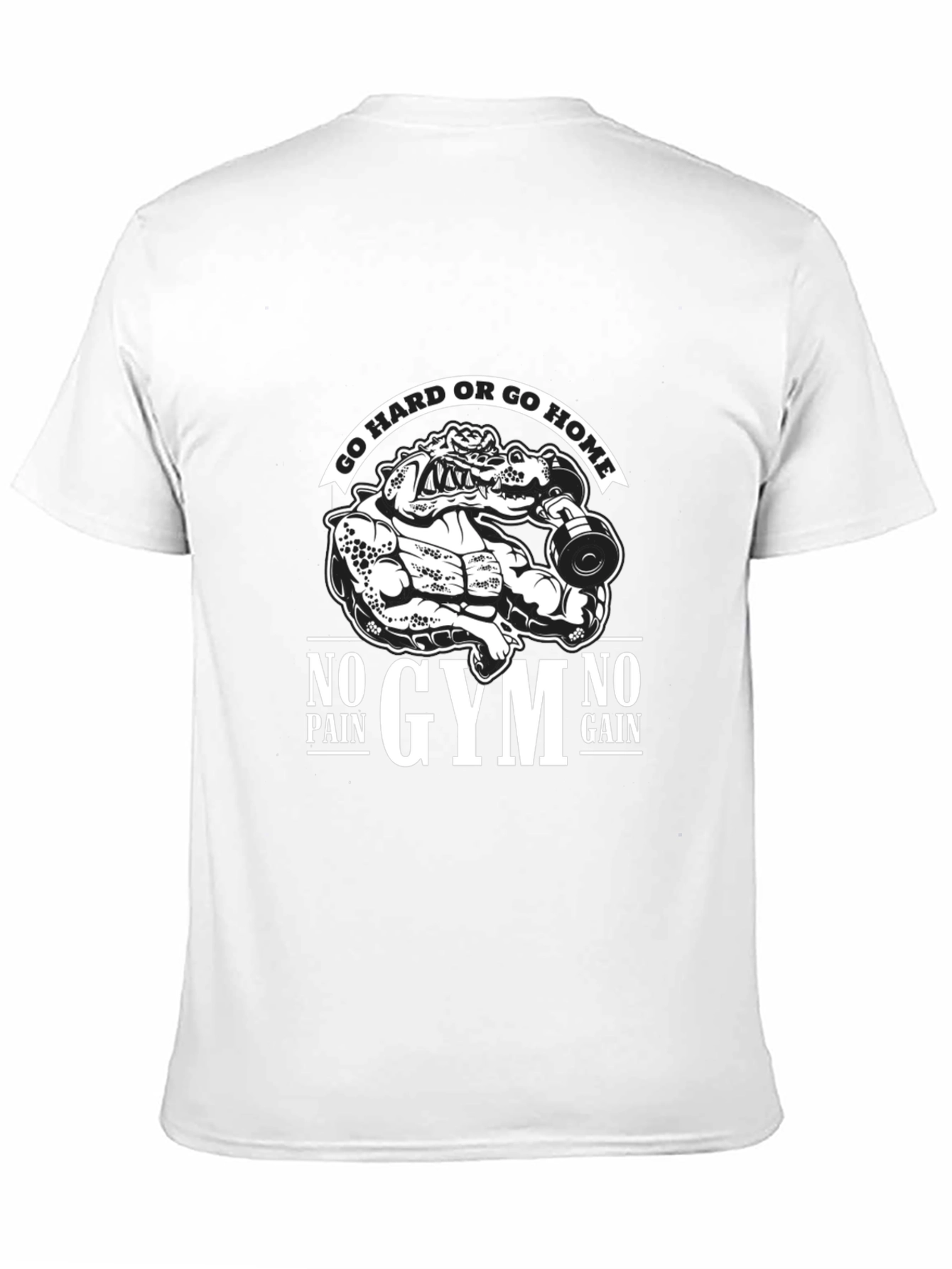 Gym Motivation Graphic Tee - No Pain No Gain Alligator Design