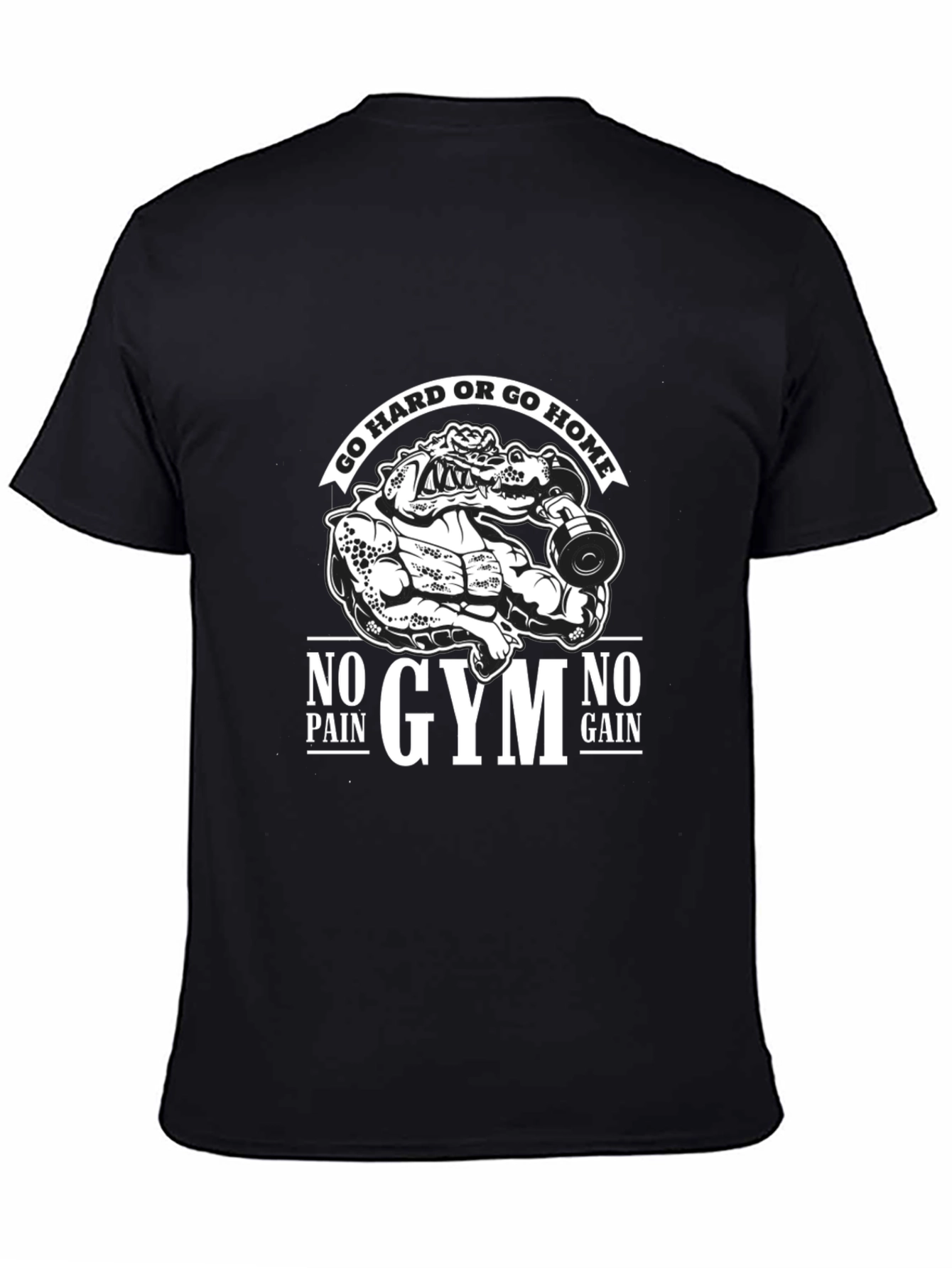 Gym Motivation Graphic Tee - No Pain No Gain Alligator Design