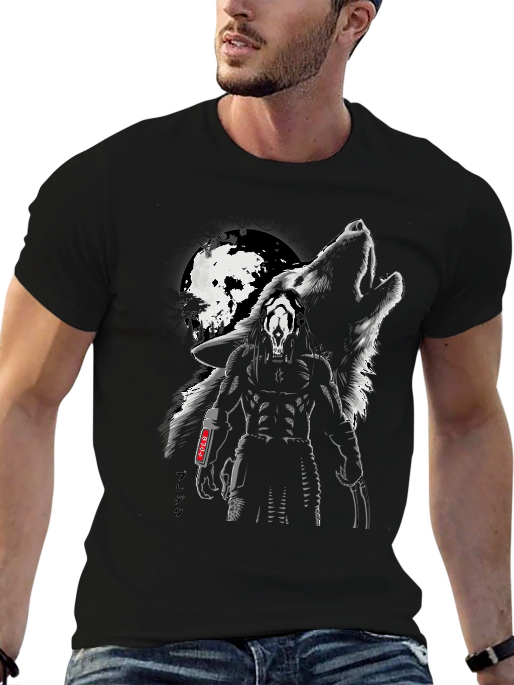 Predator Wolf Moon Black T-Shirt