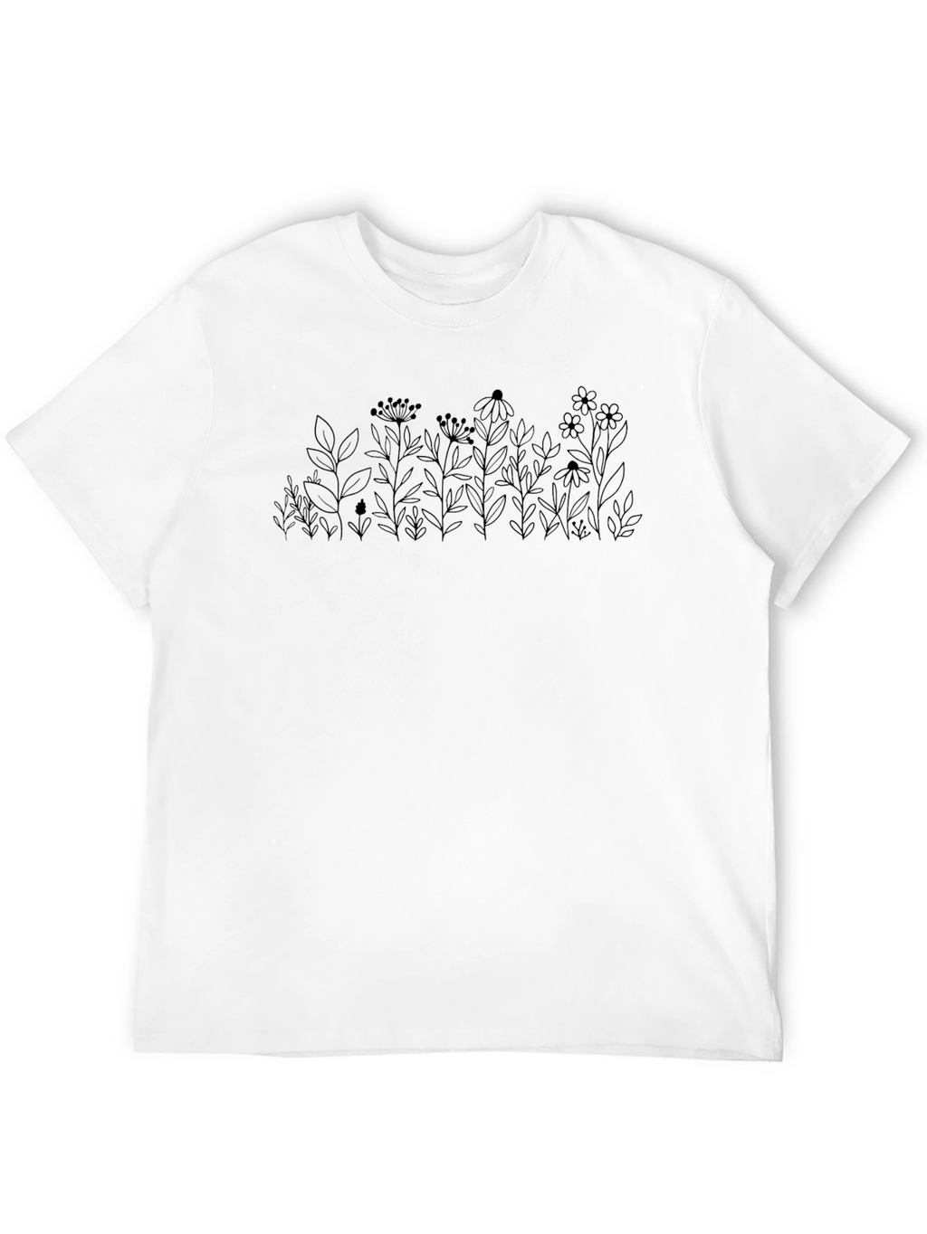 Minimalist Floral Graphic Black T-Shirt