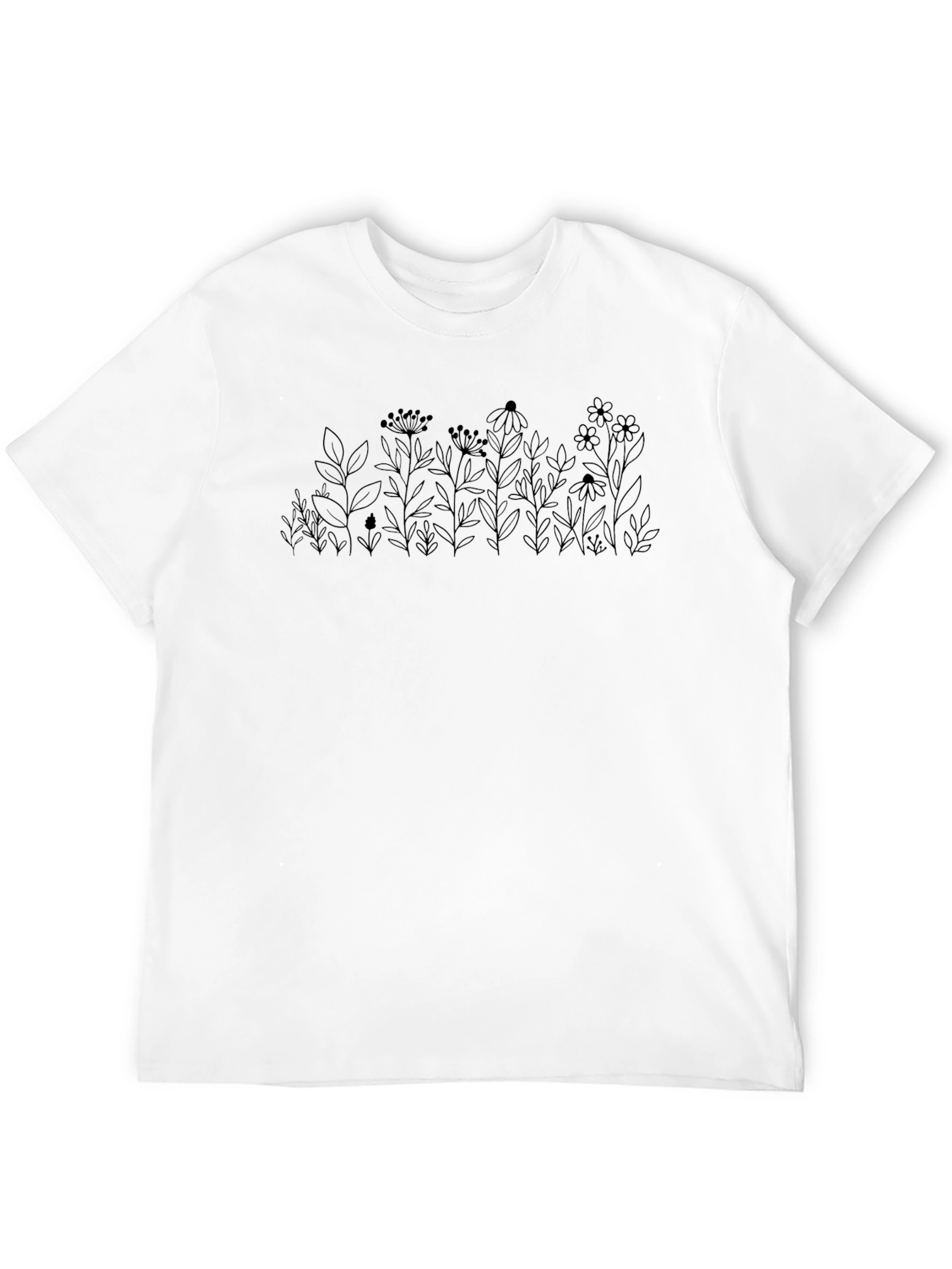 Minimalist Floral Graphic Black T-Shirt