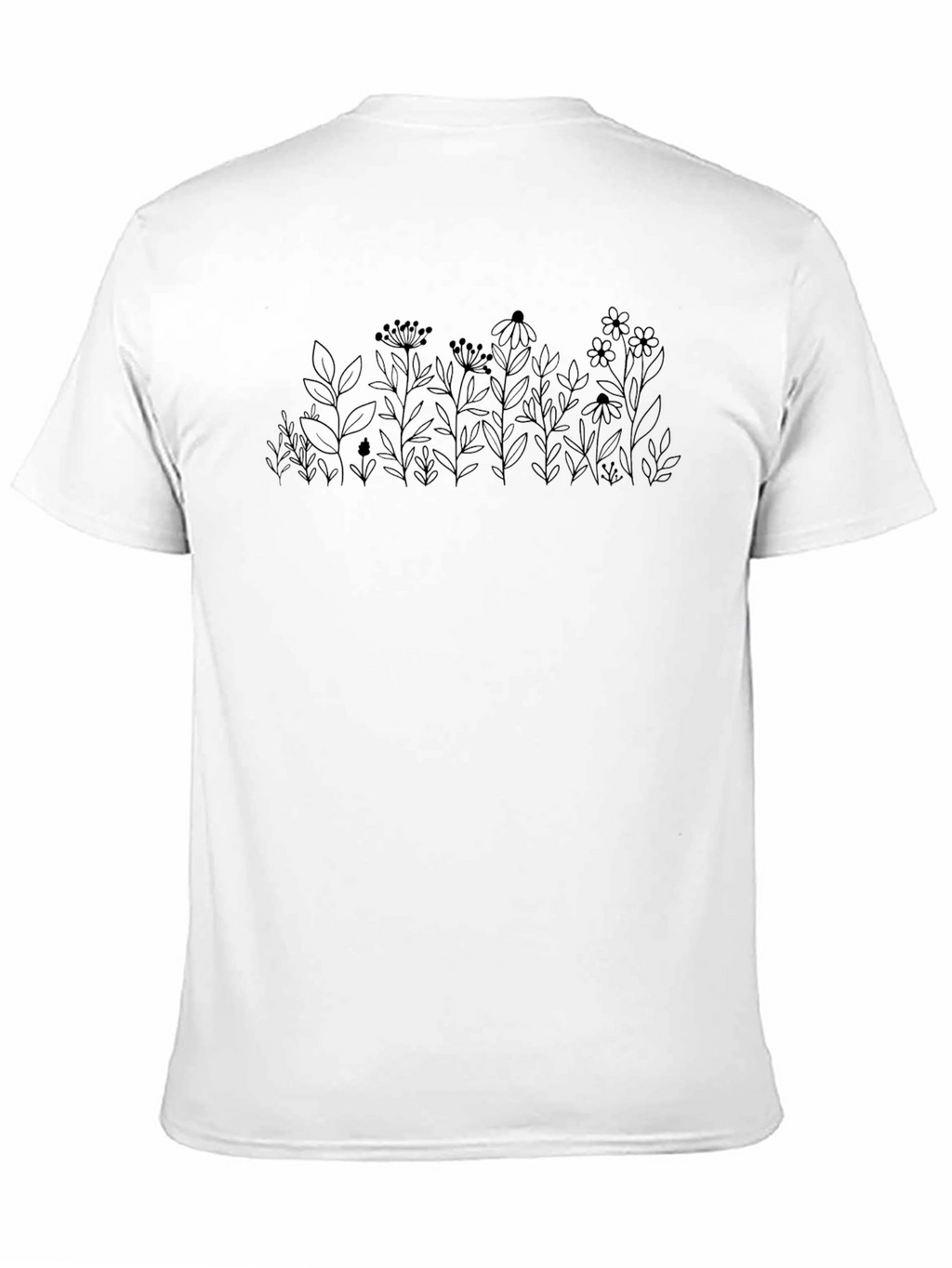 Minimalist Floral Graphic Black T-Shirt