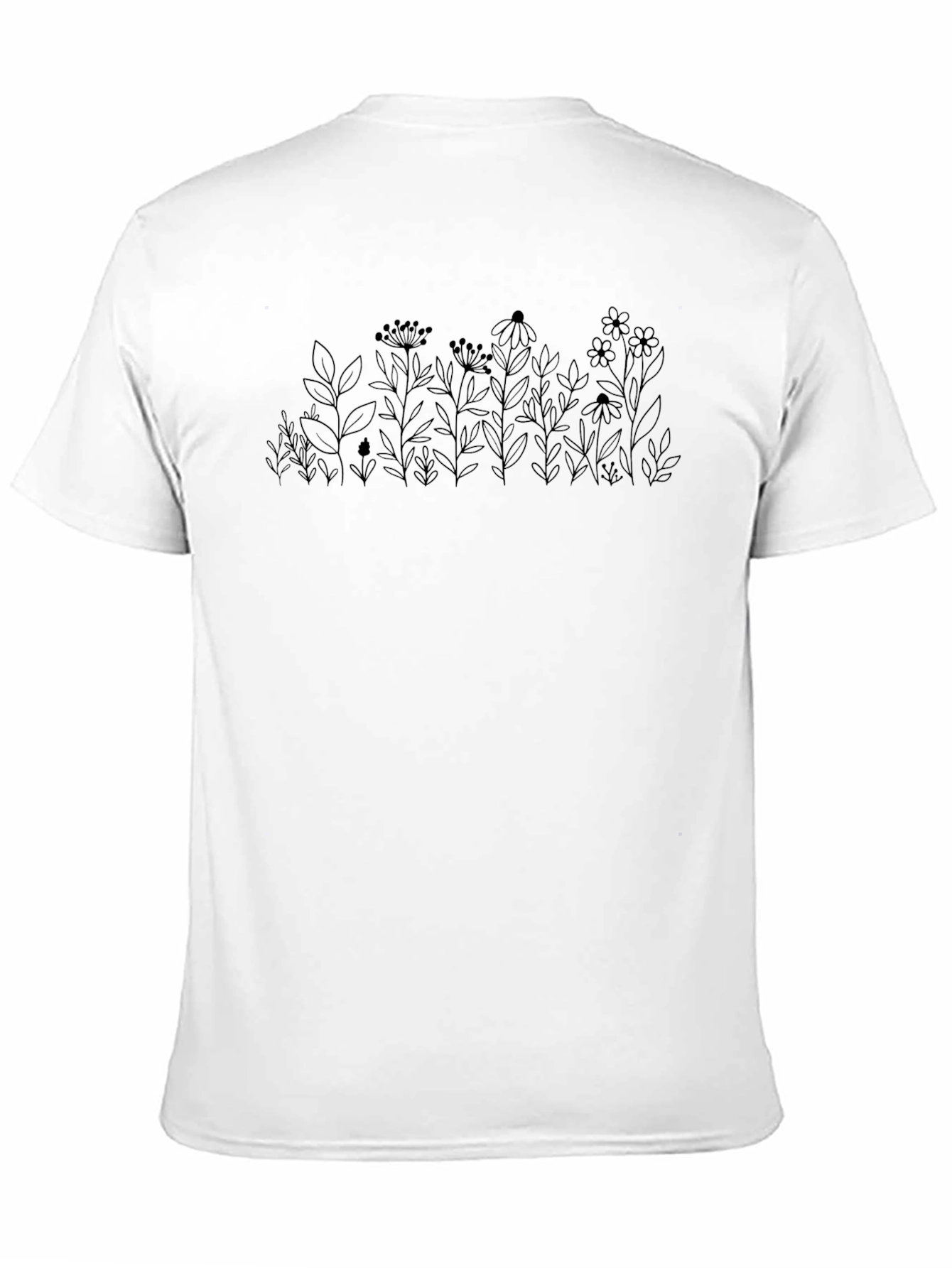 Minimalist Floral Graphic Black T-Shirt