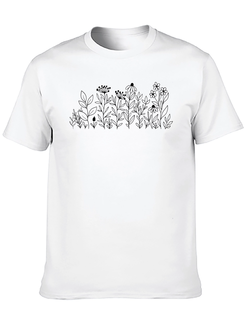 Minimalist Floral Graphic Black T-Shirt