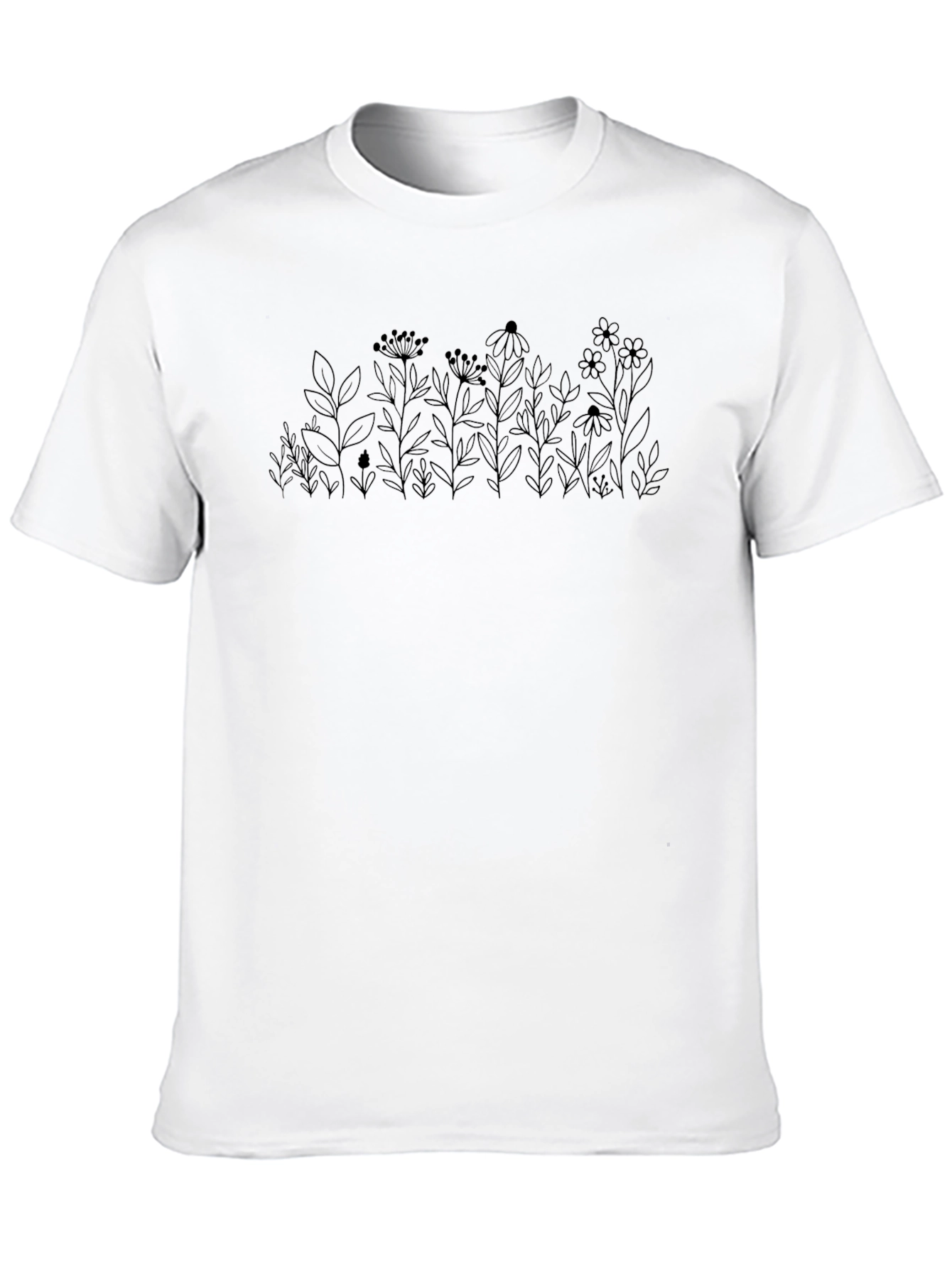 Minimalist Floral Graphic Black T-Shirt