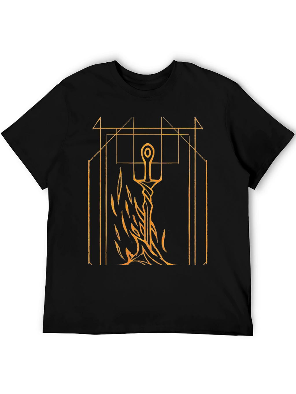 Sword & Geometric Graphic Black T-Shirt