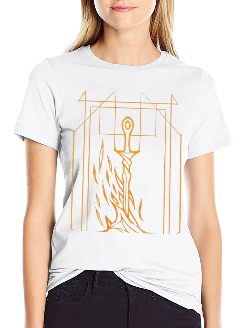 Sword & Geometric Graphic Black T-Shirt