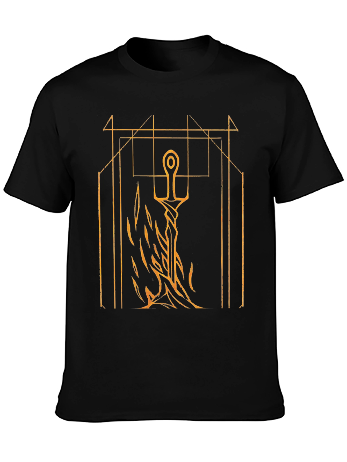 Sword & Geometric Graphic Black T-Shirt