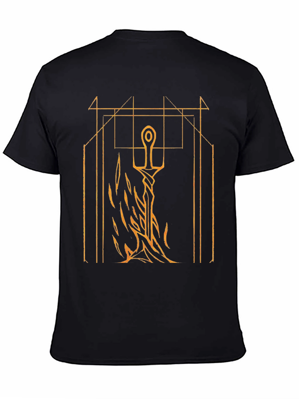 Sword & Geometric Graphic Black T-Shirt
