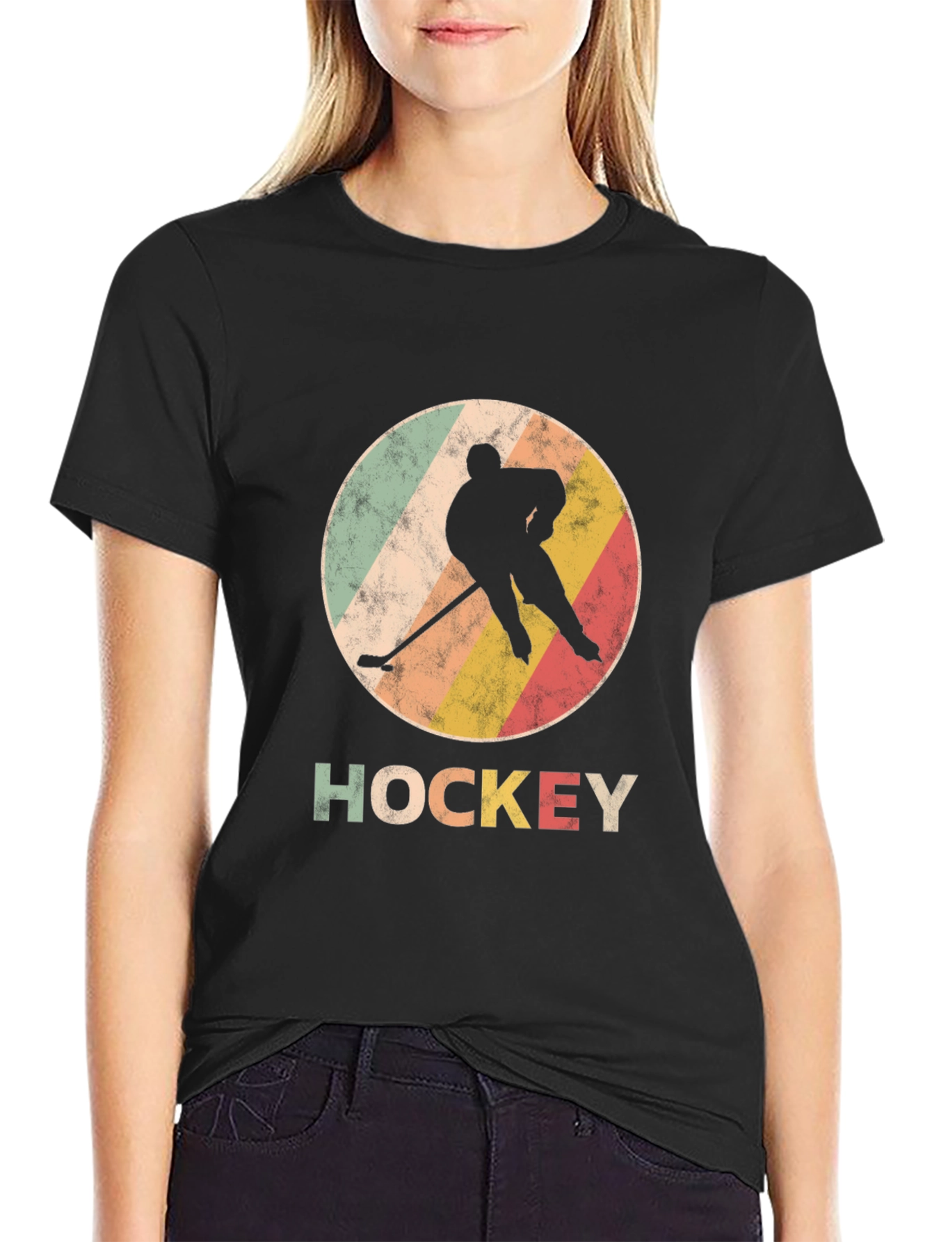 Vintage Hockey Player Graphic T-Shirt