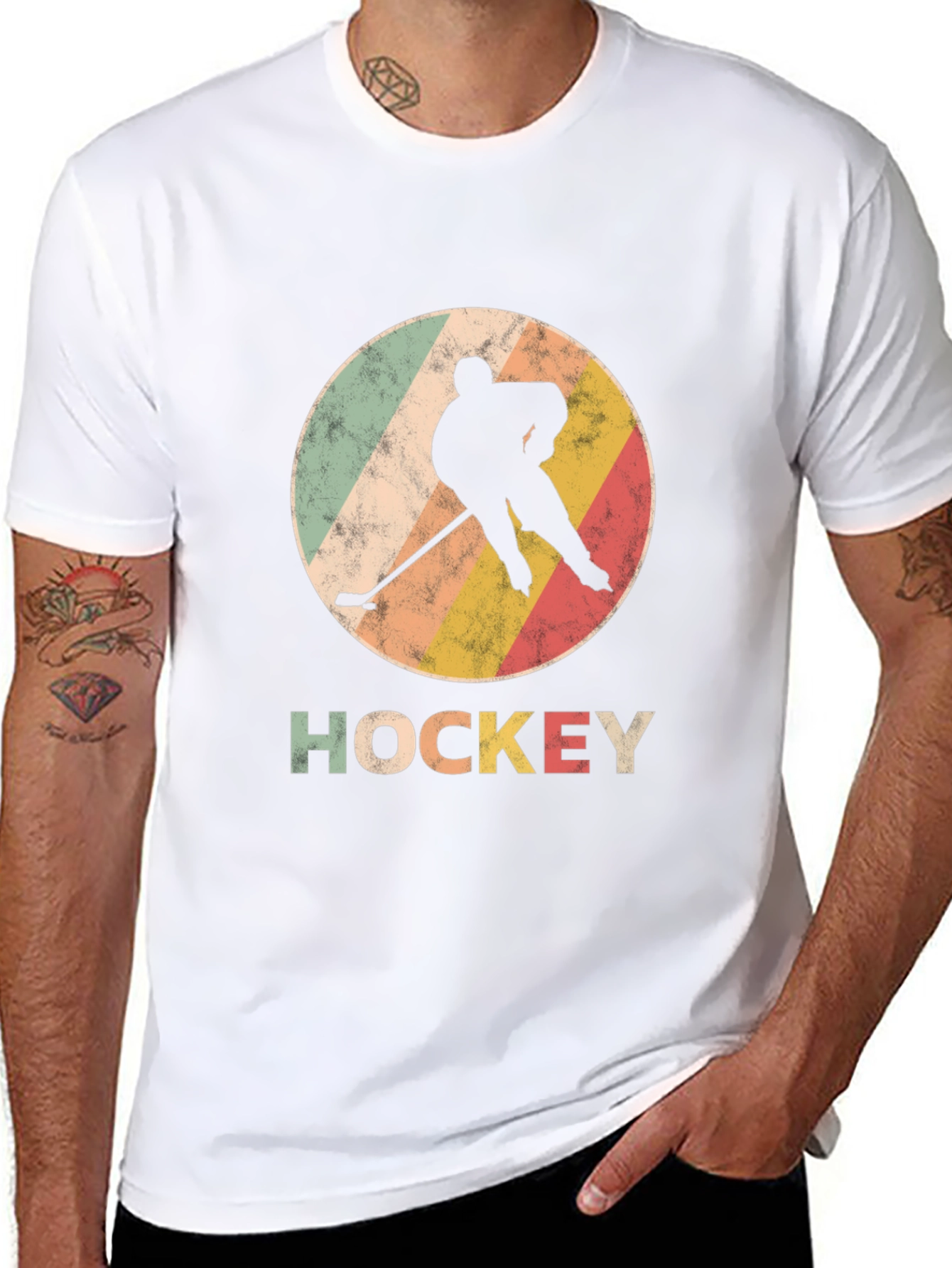 Vintage Hockey Player Graphic T-Shirt