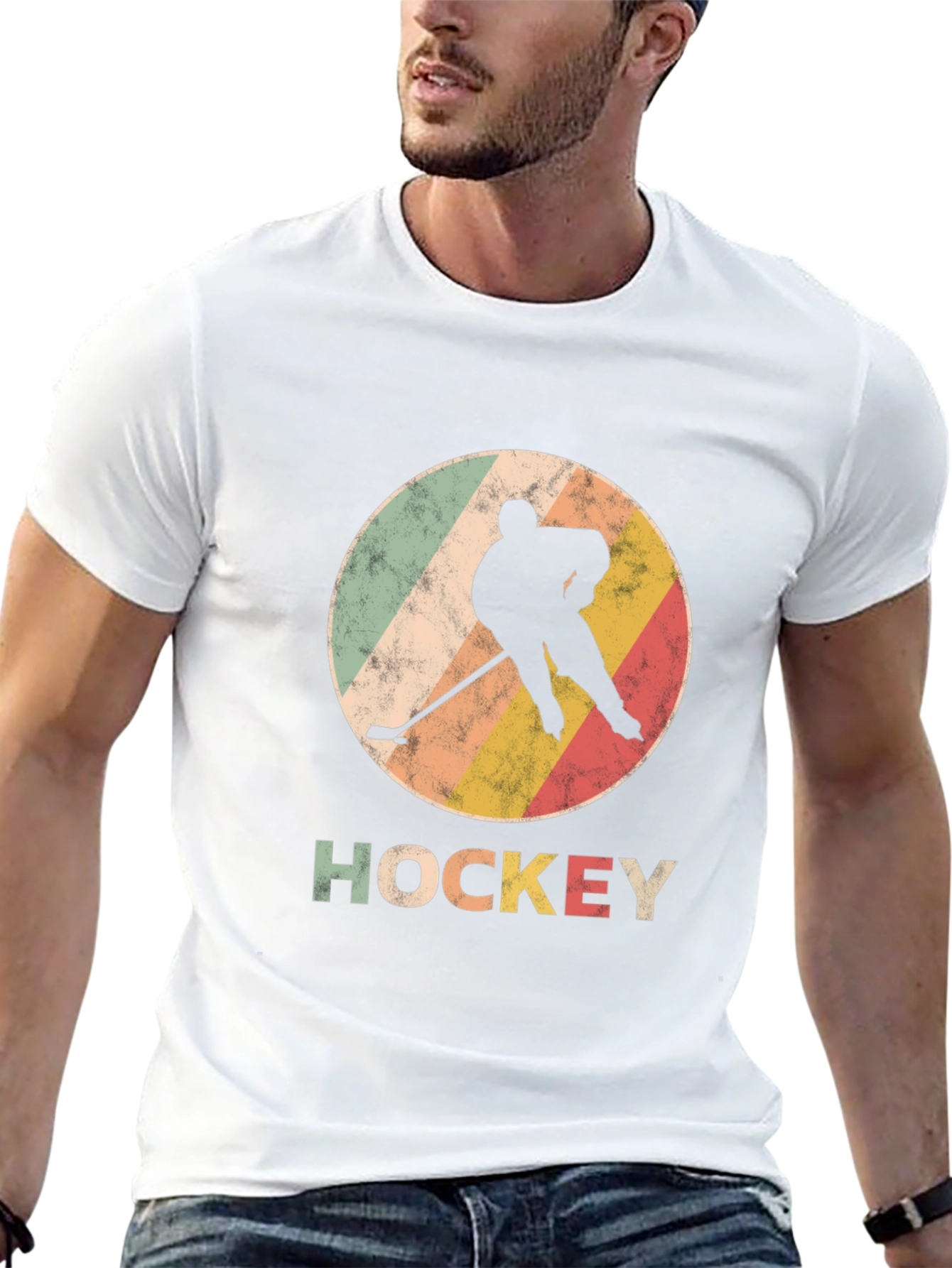 Vintage Hockey Player Graphic T-Shirt