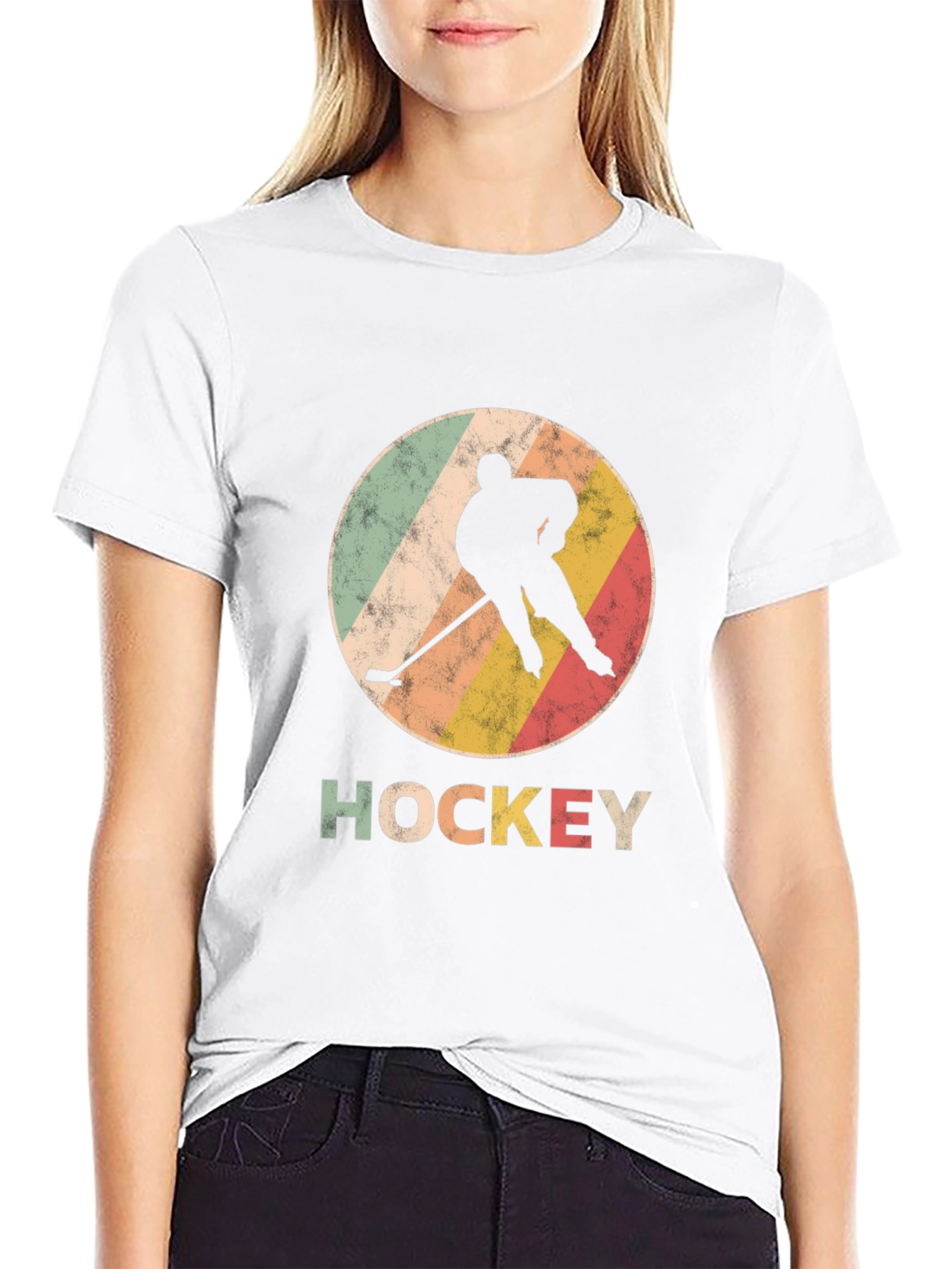 Vintage Hockey Player Graphic T-Shirt