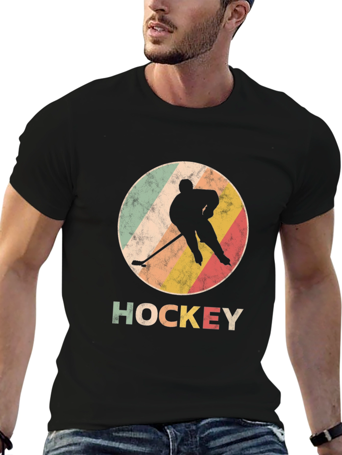 Vintage Hockey Player Graphic T-Shirt
