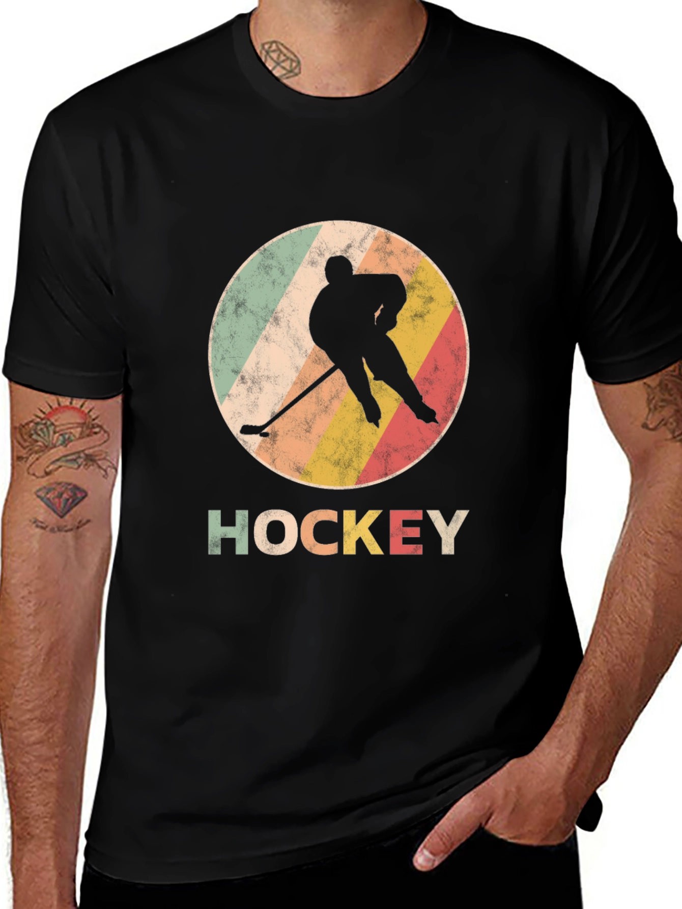 Vintage Hockey Player Graphic T-Shirt