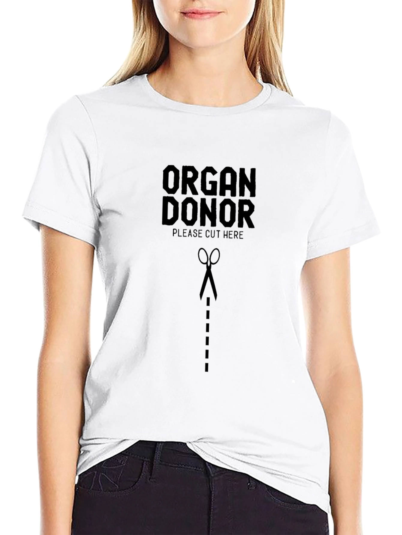Organ Donor T-Shirt: Please Cut Here Novelty Tee