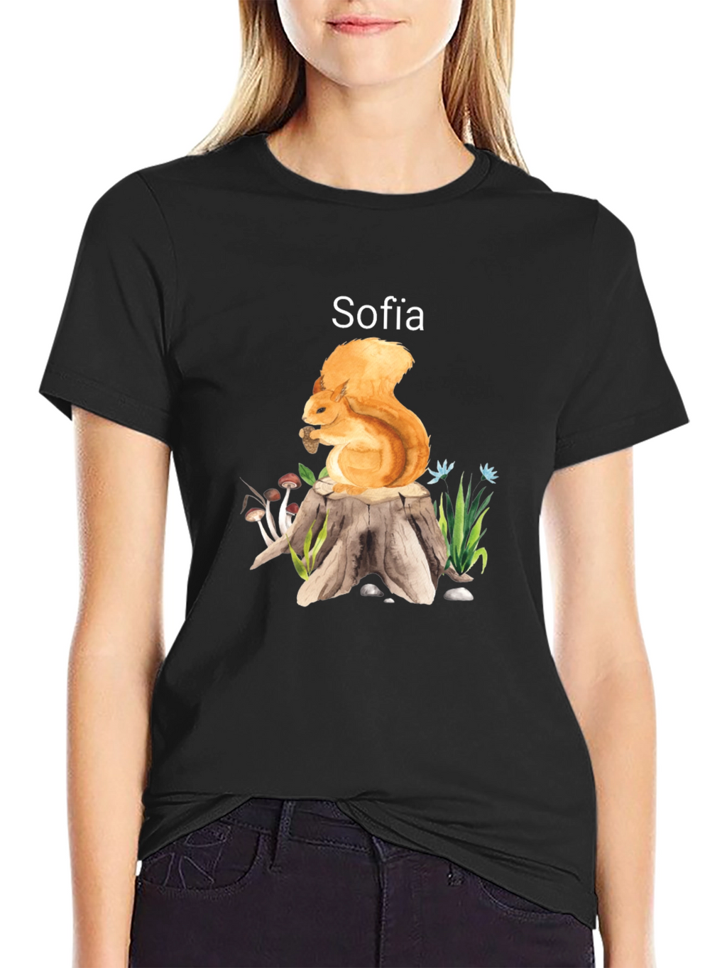 Squirrel & Sofia Black T-Shirt