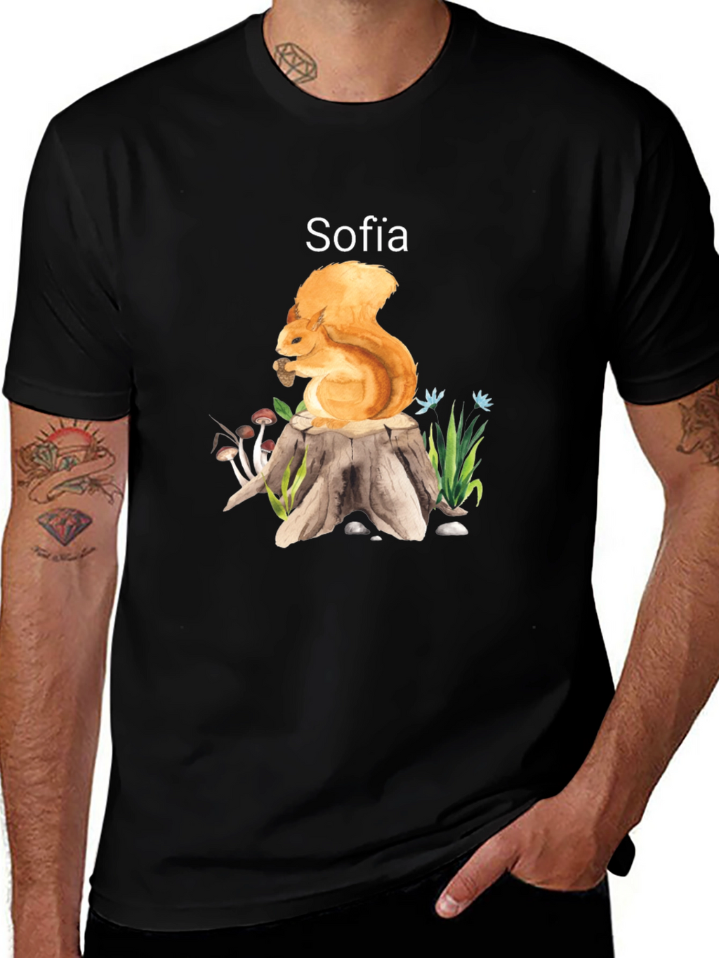 Squirrel & Sofia Black T-Shirt