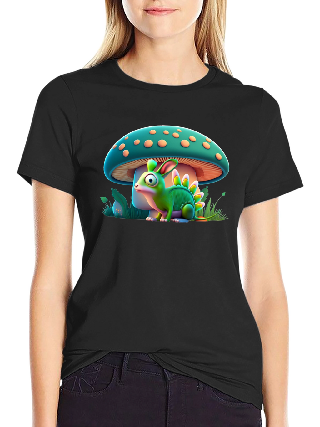 Mushroom Dino-Bunny Graphic T-Shirt
