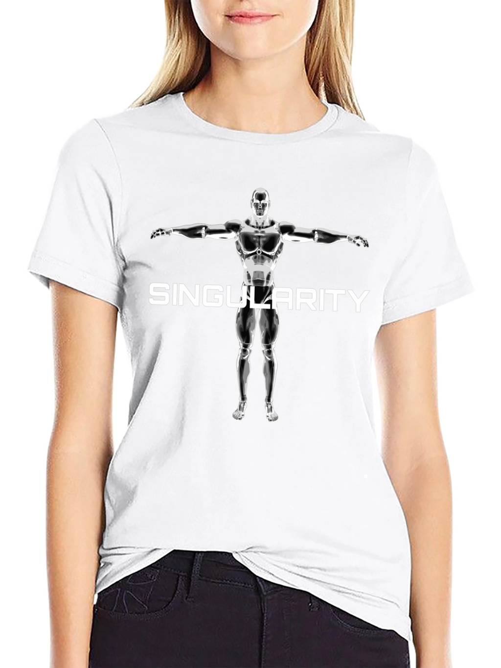 Singularity Robot Graphic Tee - Cool Black T-Shirt