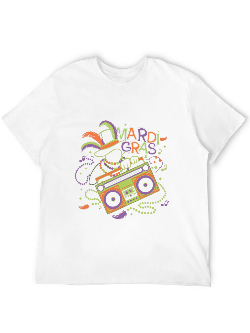 Mardi Gras Boombox Graphic T-Shirt