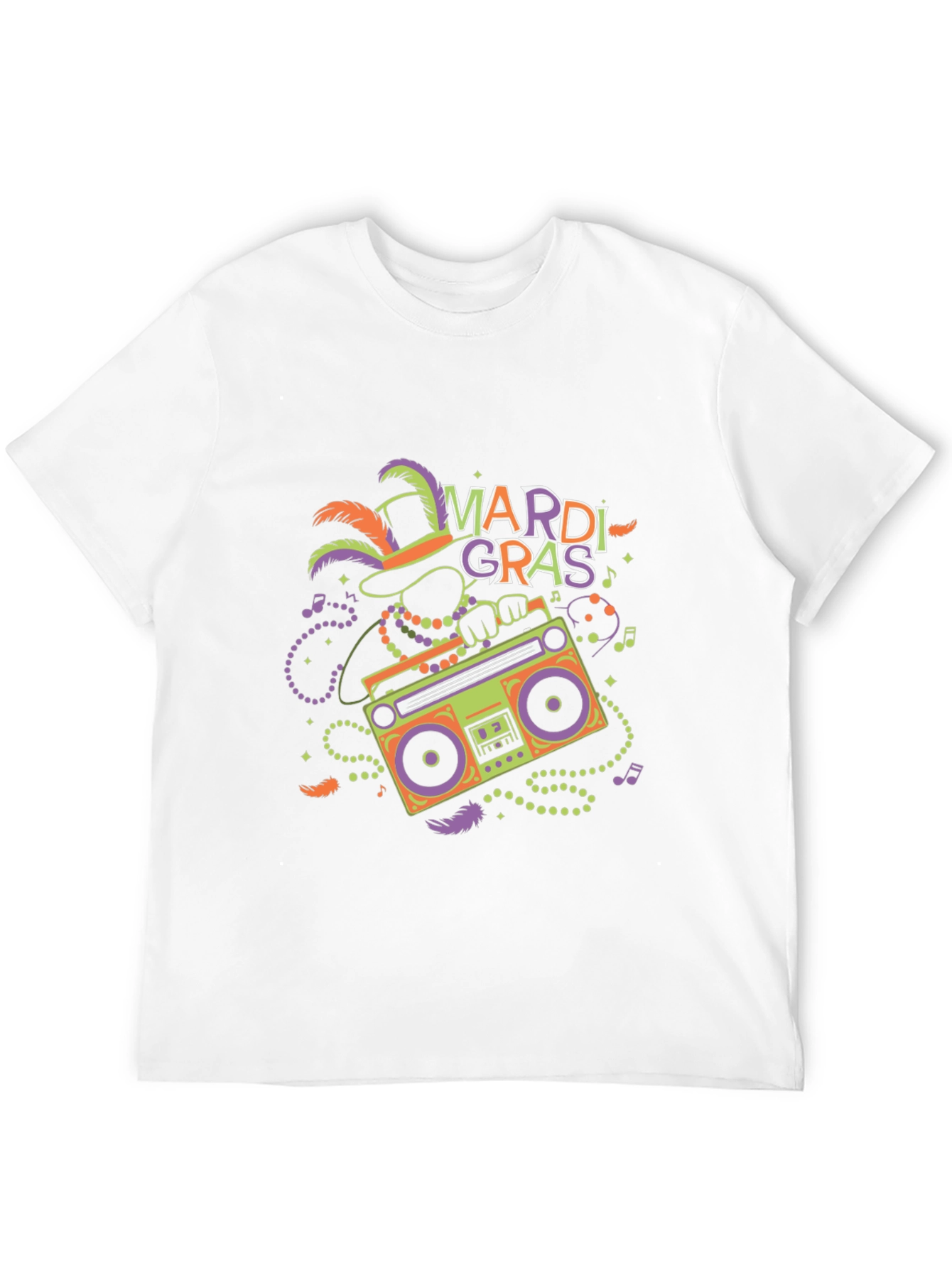 Mardi Gras Boombox Graphic T-Shirt