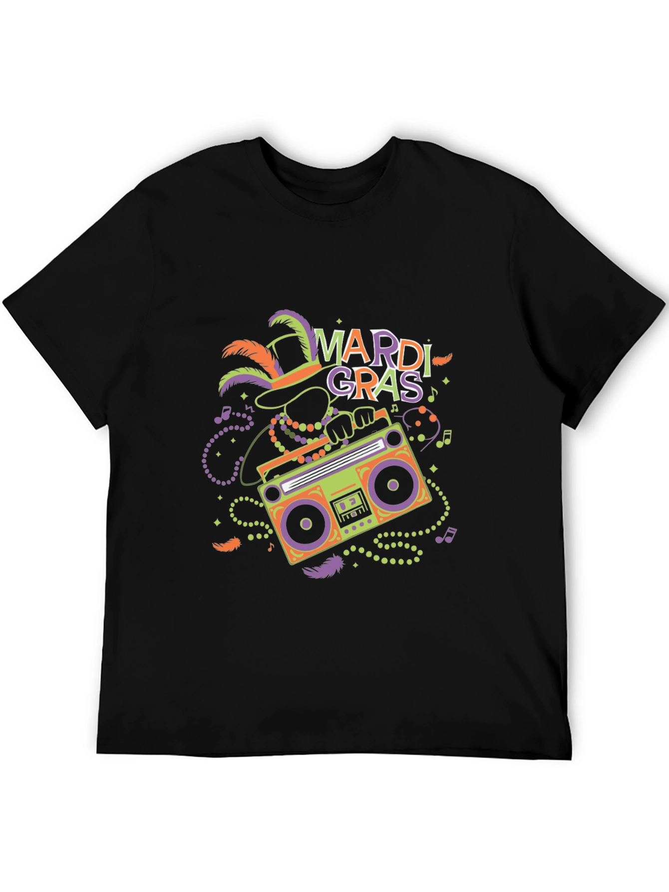 Mardi Gras Boombox Graphic T-Shirt