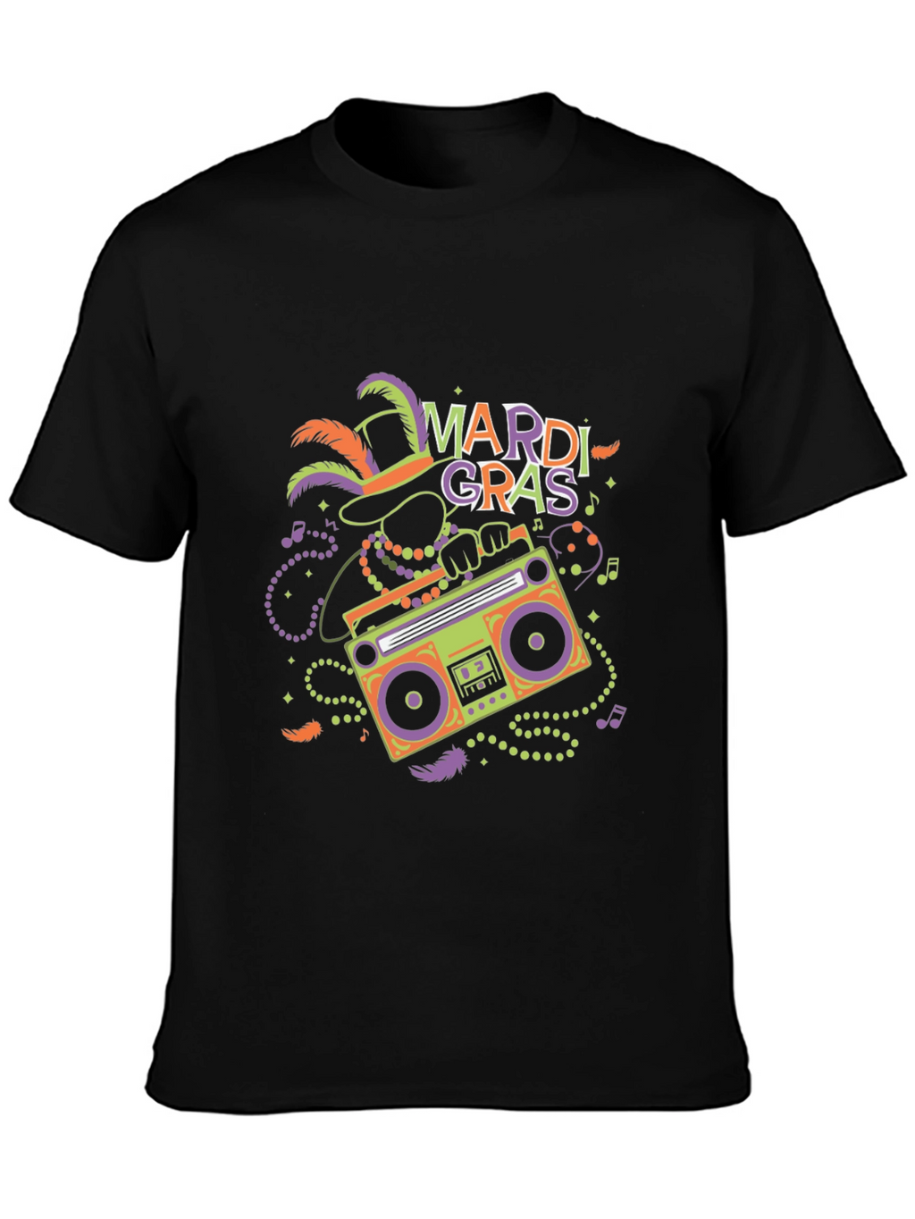 Mardi Gras Boombox Graphic T-Shirt
