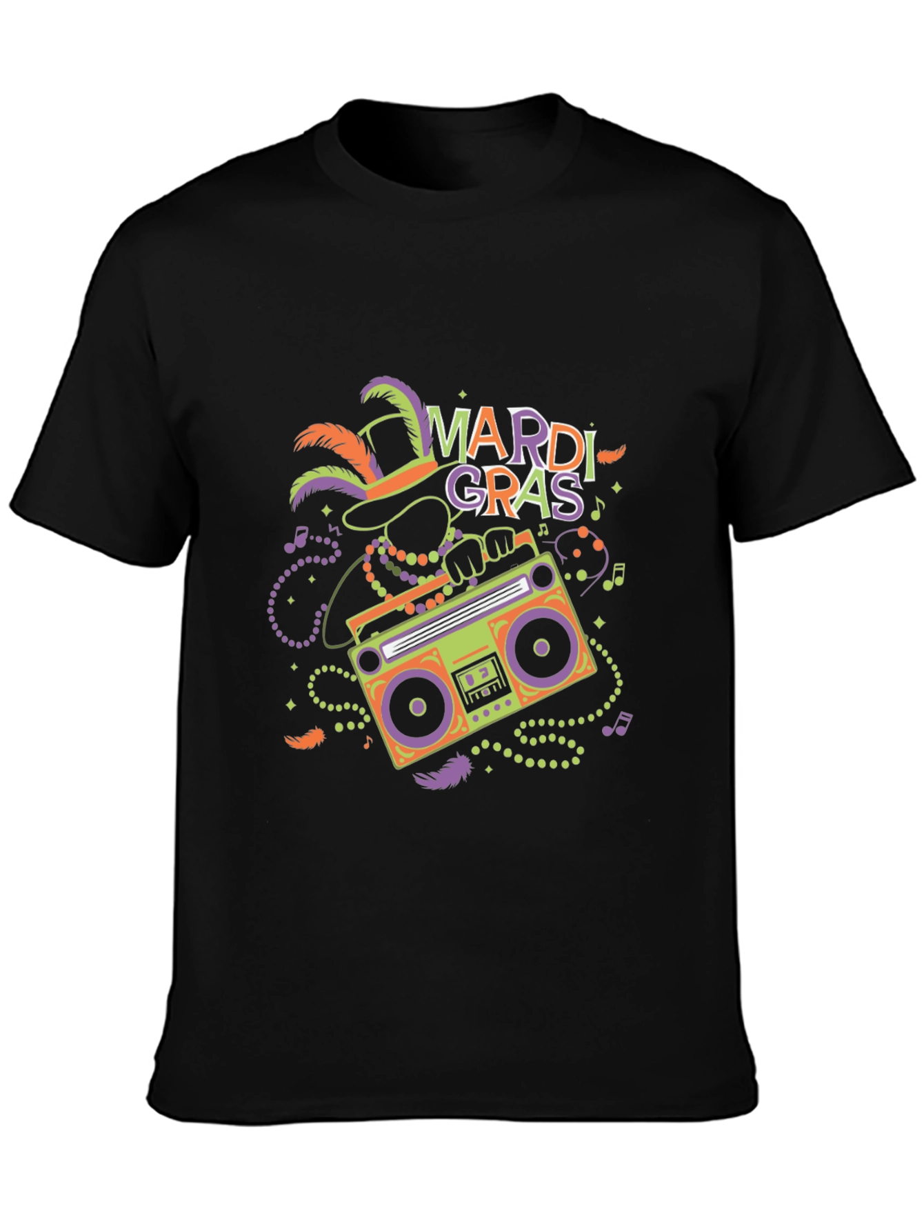 Mardi Gras Boombox Graphic T-Shirt