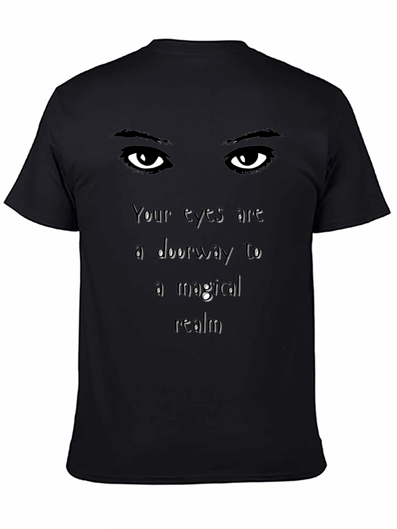 Mystical Eyes Graphic Tee - Soft Black Cotton Shirt