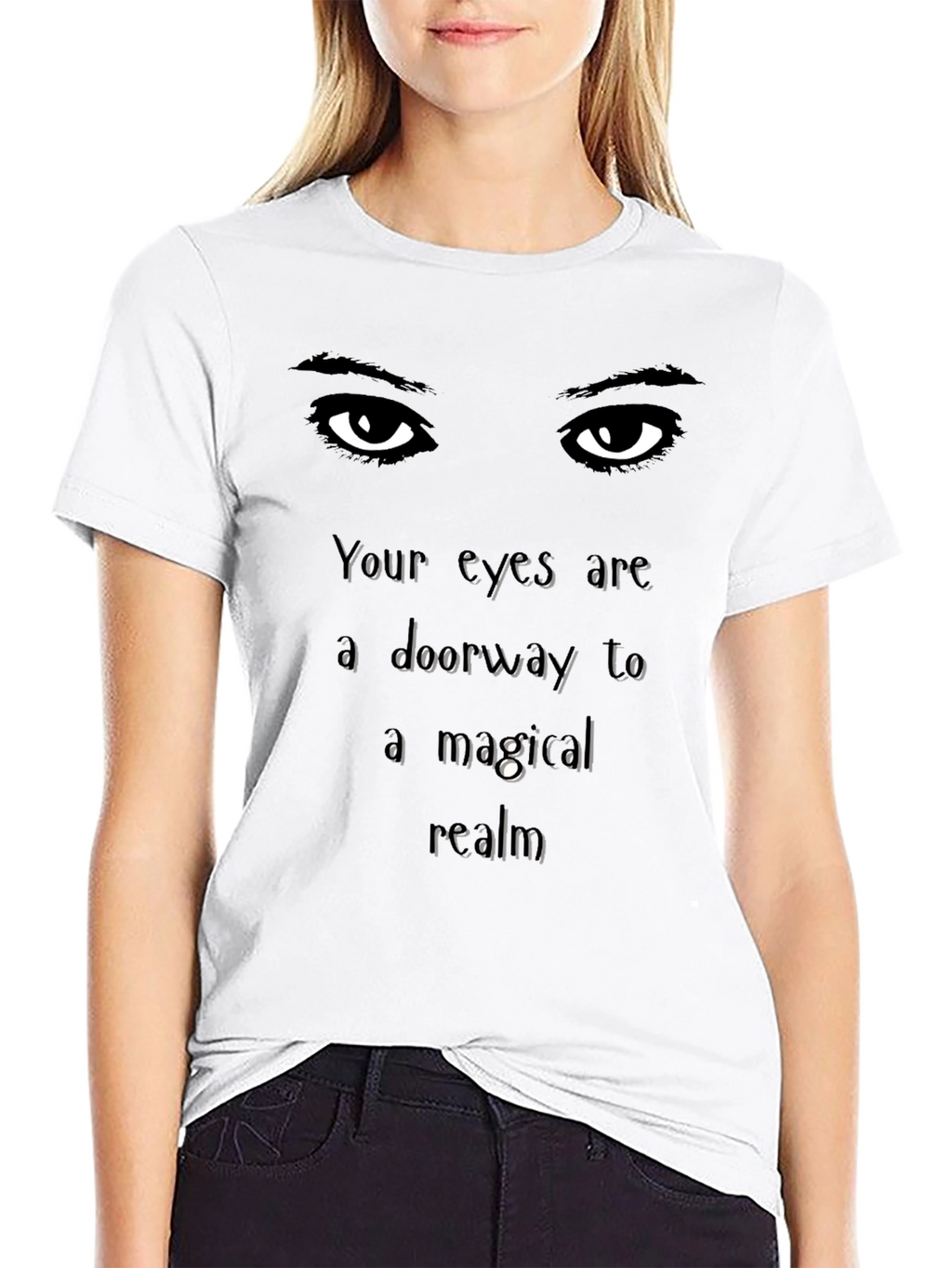 Mystical Eyes Graphic Tee - Soft Black Cotton Shirt