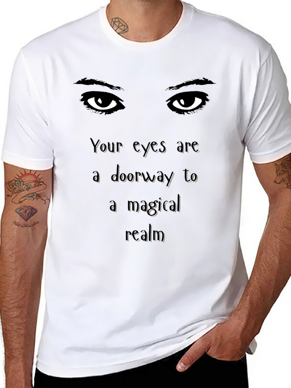 Mystical Eyes Graphic Tee - Soft Black Cotton Shirt