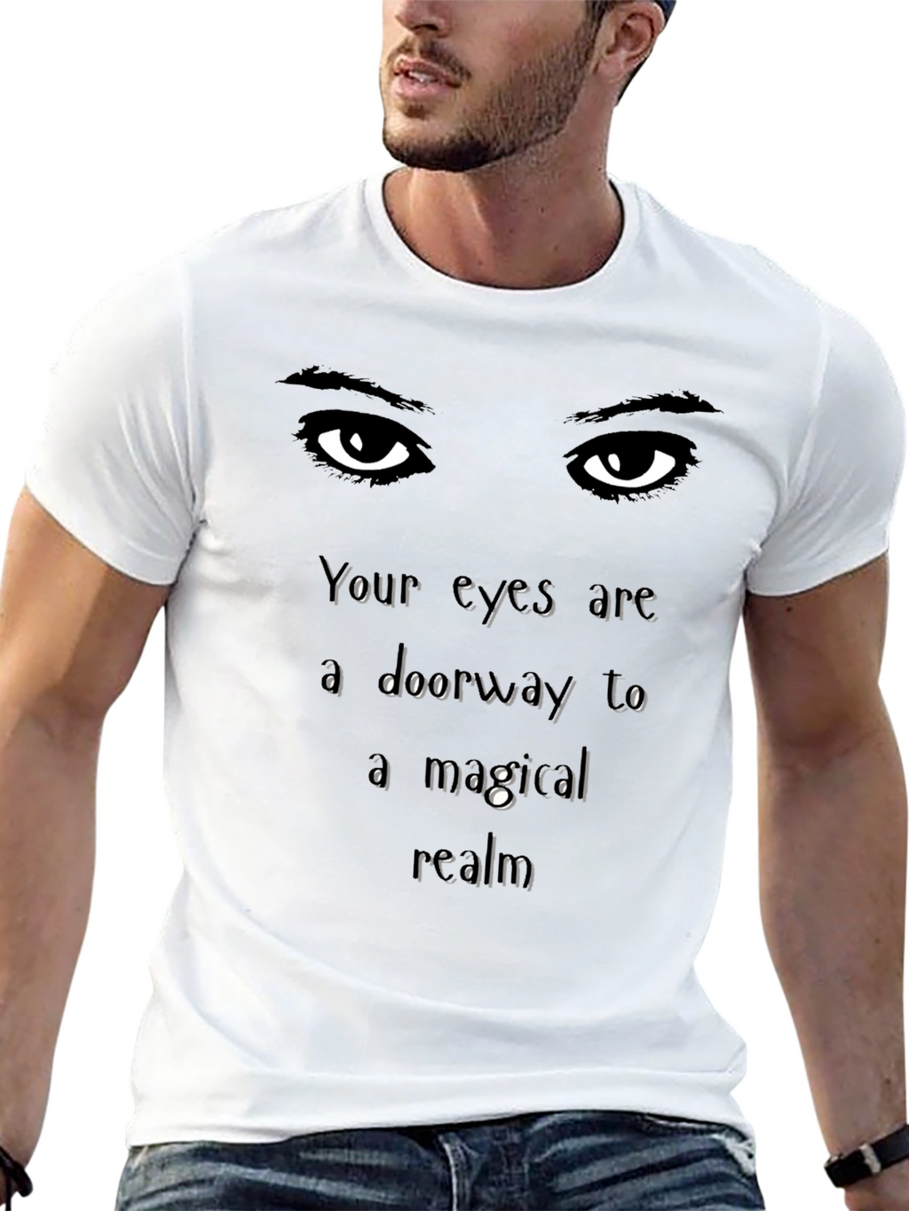 Mystical Eyes Graphic Tee - Soft Black Cotton Shirt