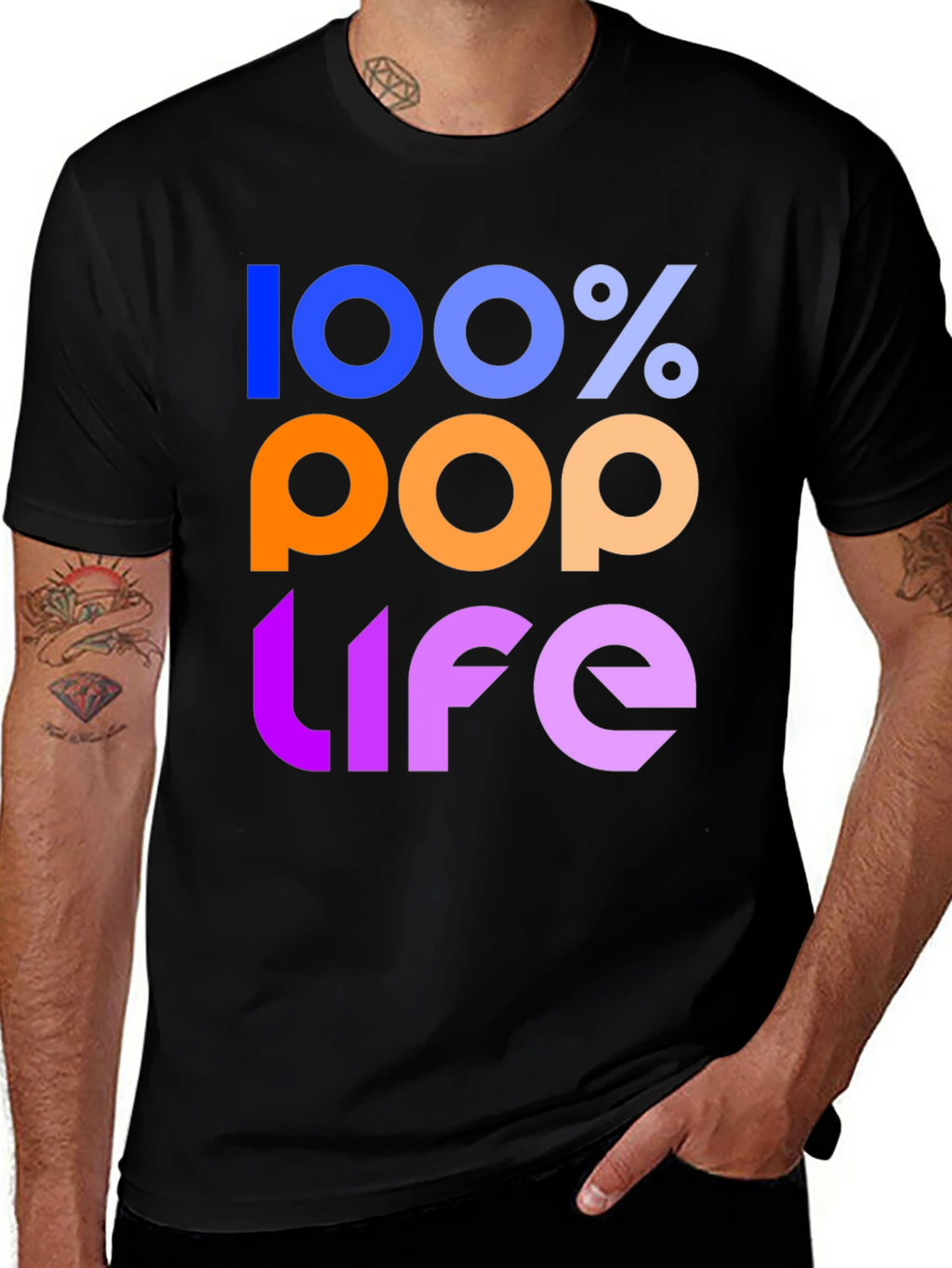100% Pop Life Graphic Tee - Black Unisex T-Shirt