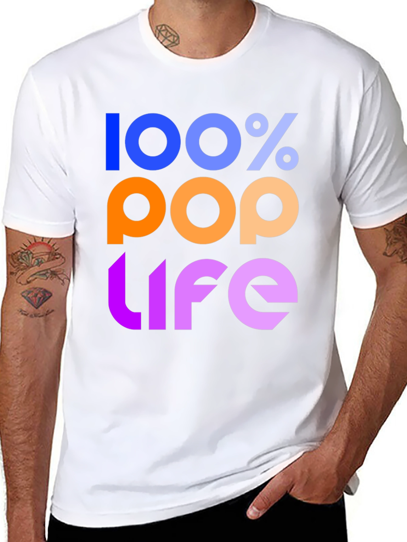100% Pop Life Graphic Tee - Black Unisex T-Shirt