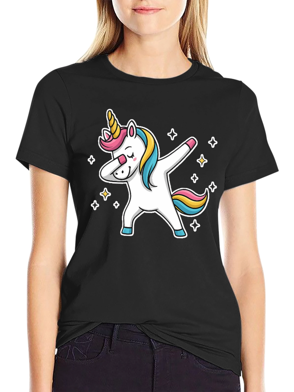 Dabbing Unicorn Graphic Tee - Black
