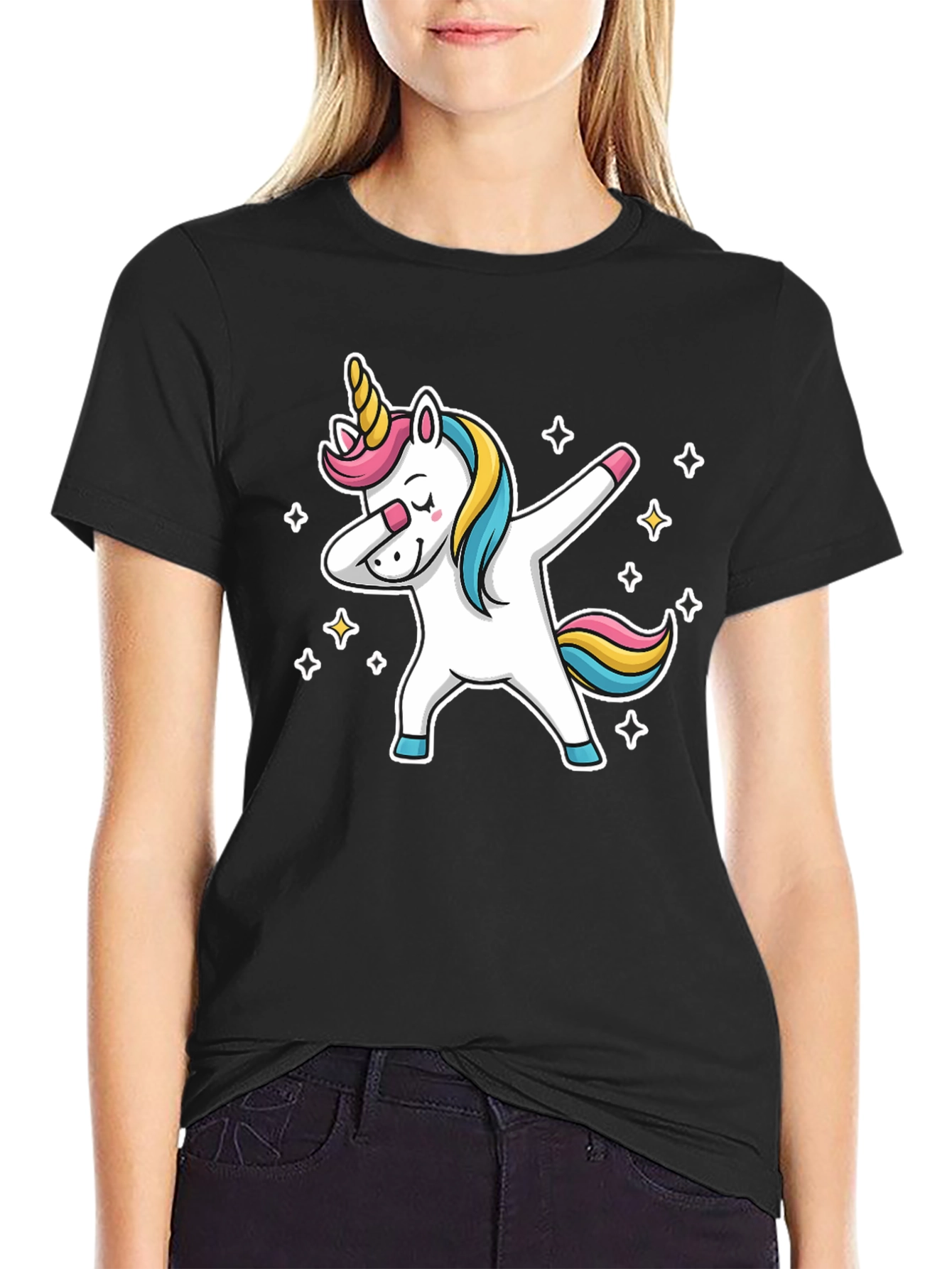 Dabbing Unicorn Graphic Tee - Black