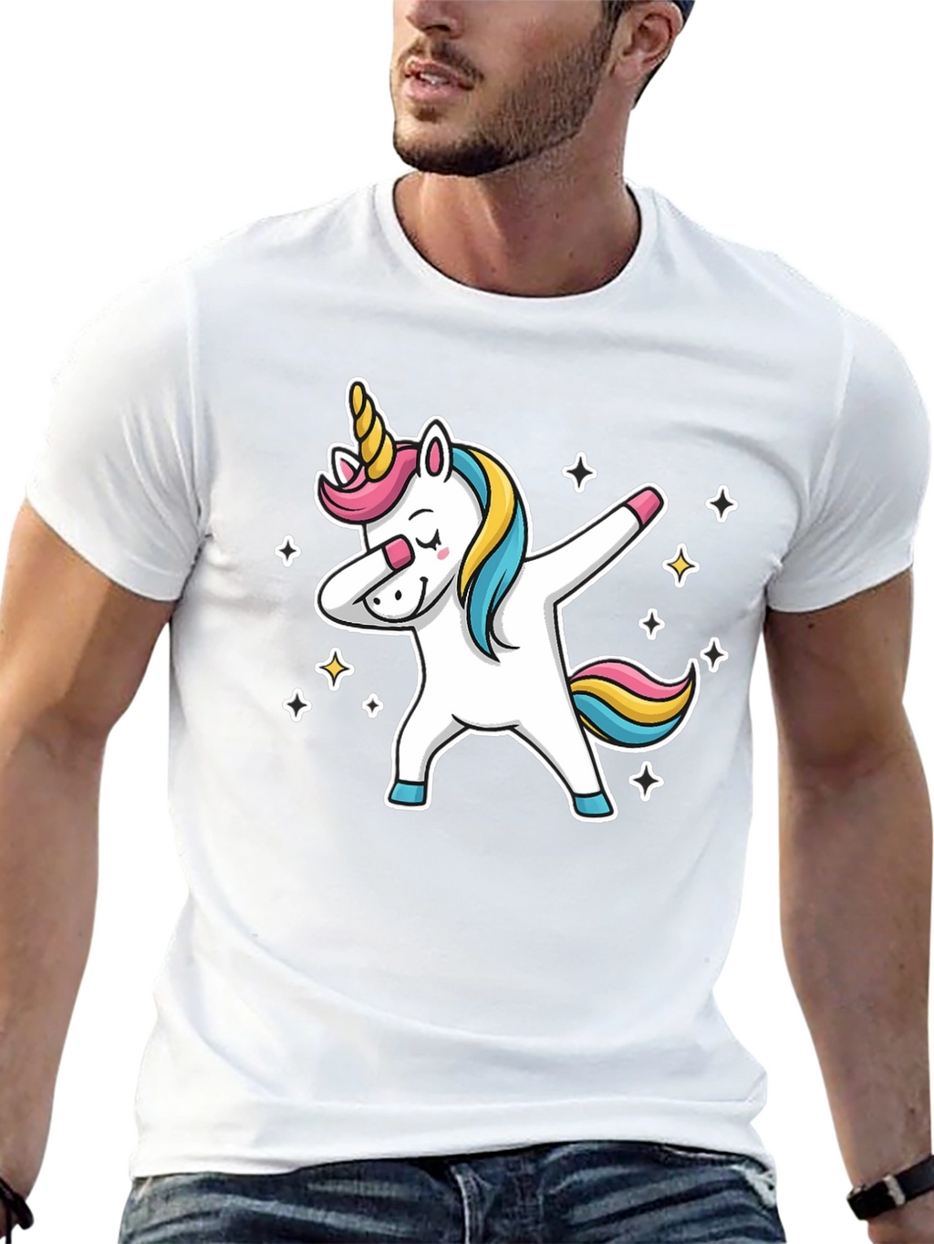 Dabbing Unicorn Graphic Tee - Black