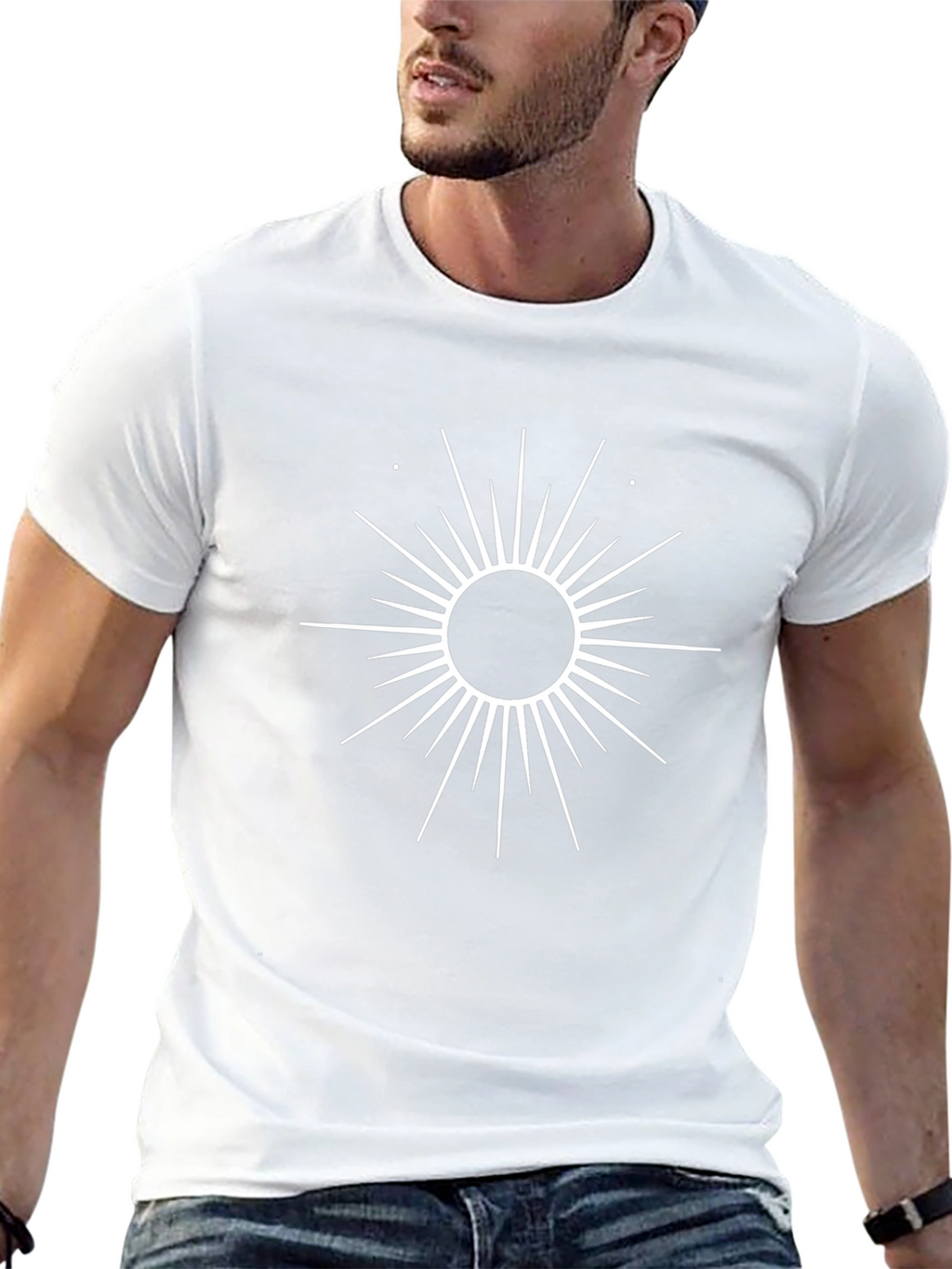 Celestial Sunburst Graphic Tee - Black Cotton T-Shirt
