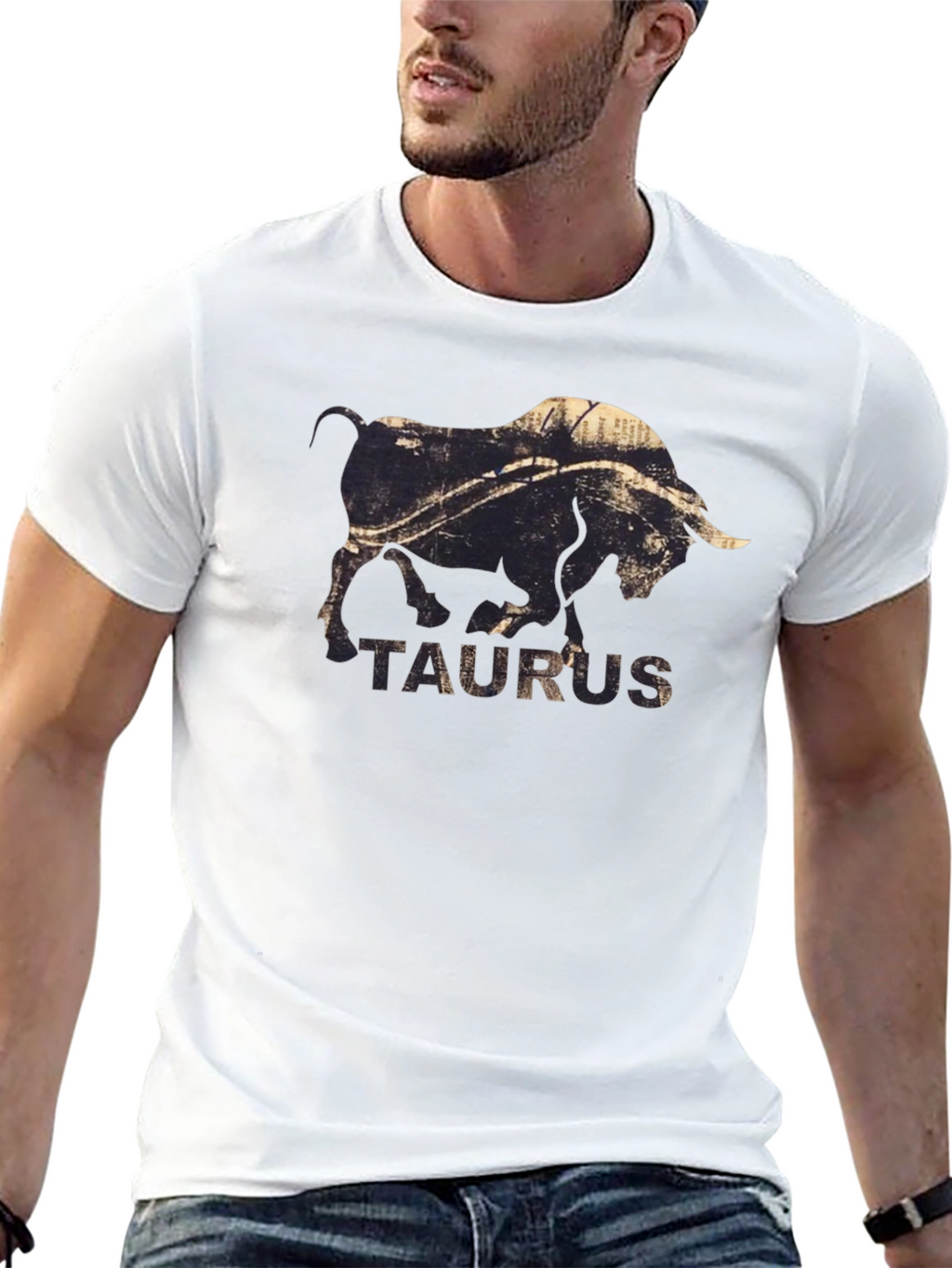 Taurus Zodiac Graphic Print Black T-Shirt