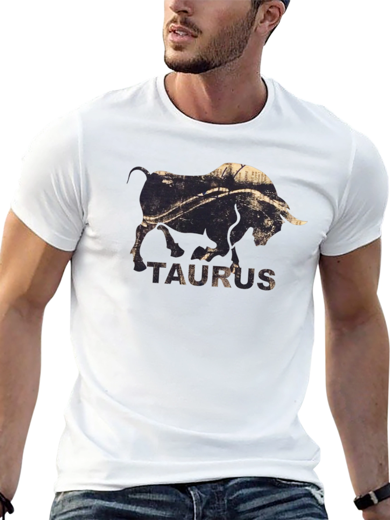 Taurus Zodiac Graphic Print Black T-Shirt