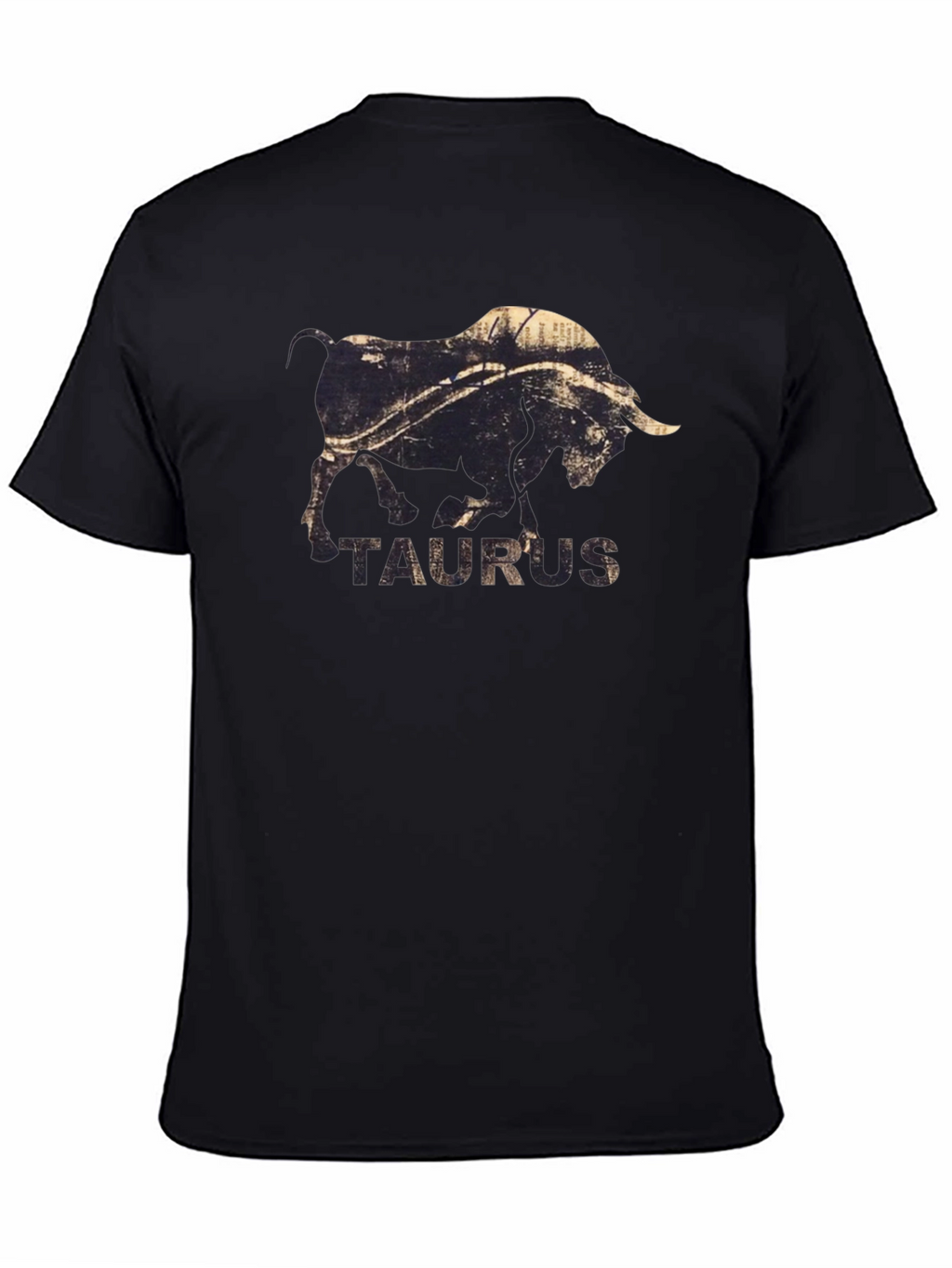 Taurus Zodiac Graphic Print Black T-Shirt