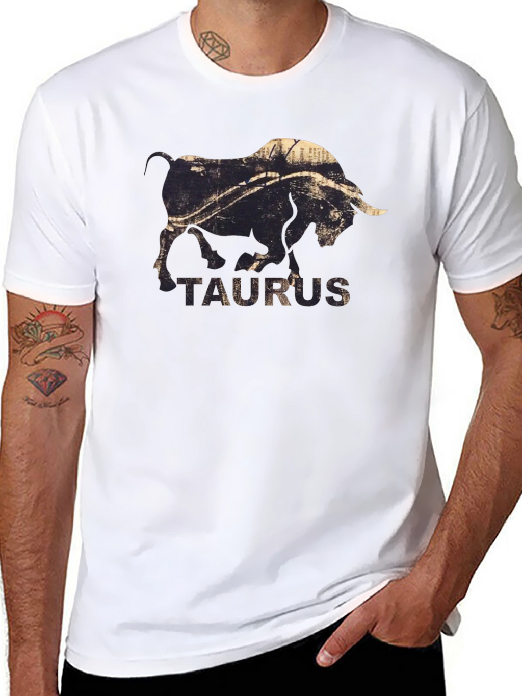 Taurus Zodiac Graphic Print Black T-Shirt