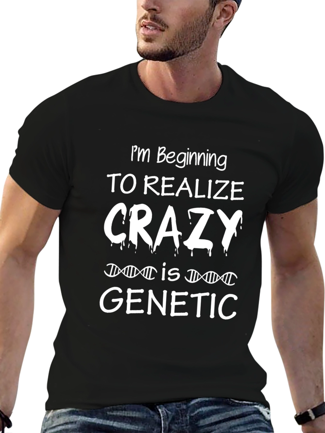 Funny Crazy Genetic Black Graphic Tee T-Shirt