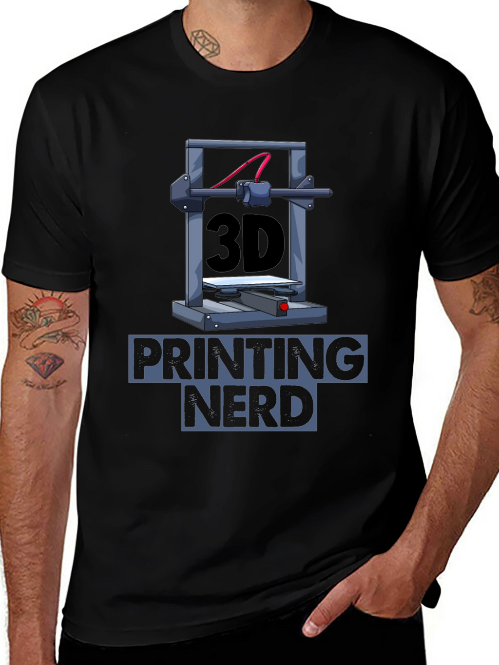 3D Printing Nerd Graphic T-Shirt - Black