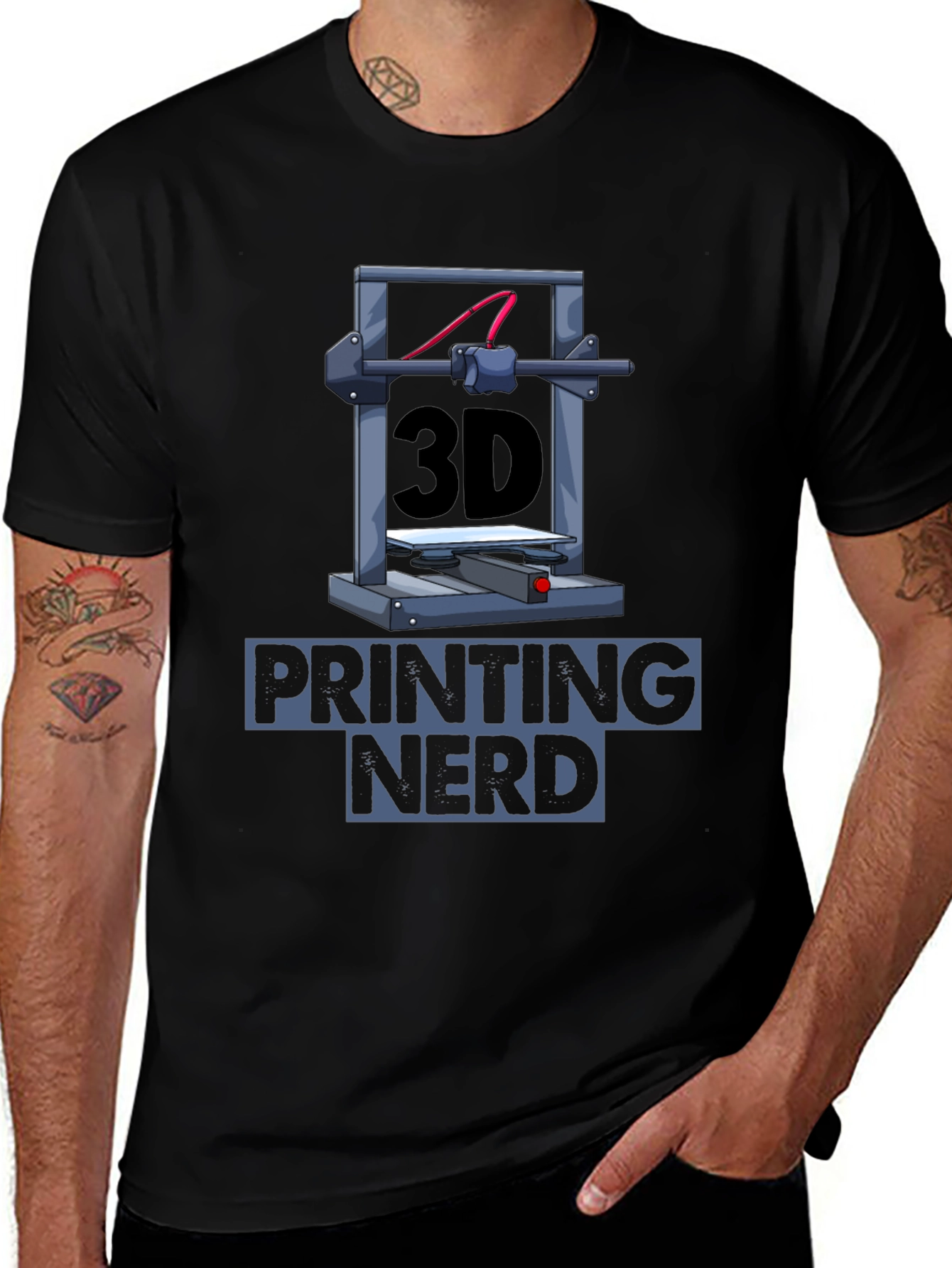 3D Printing Nerd Graphic T-Shirt - Black