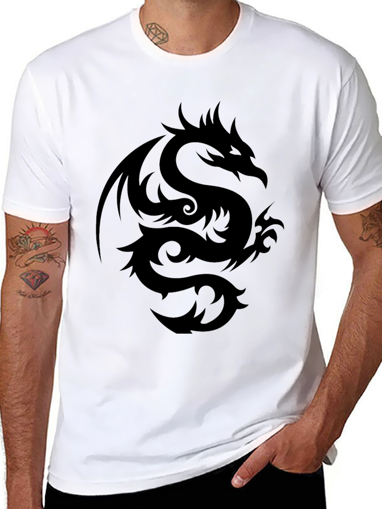 Black Dragon Graphic Tee - Mens Short Sleeve Shirt