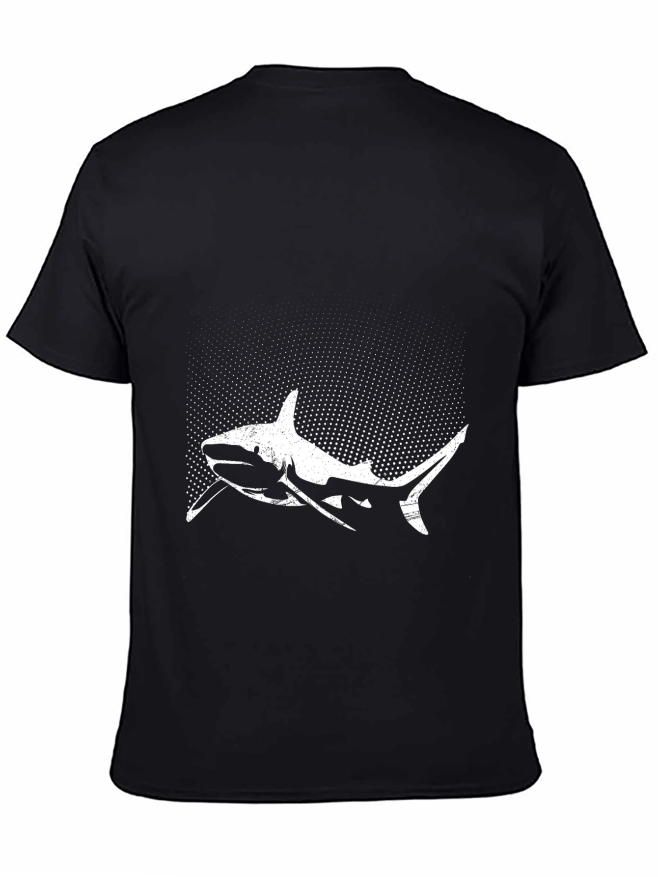 Shark Graphic Tee - Black Cotton Crew Neck T-Shirt