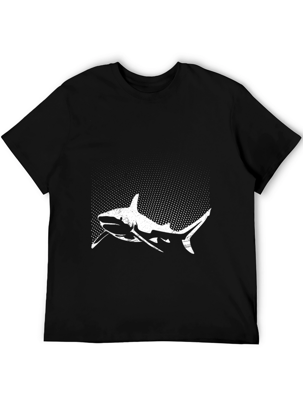 Shark Graphic Tee - Black Cotton Crew Neck T-Shirt
